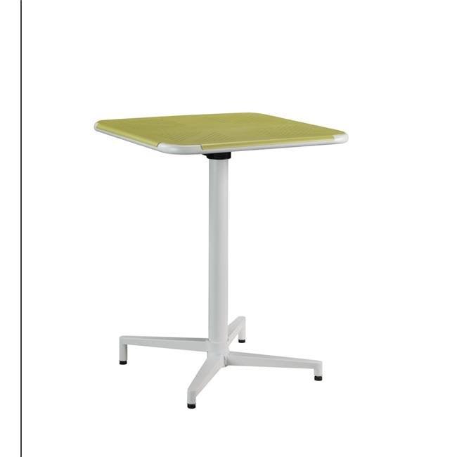 24" Eclectic Yellow & White Metal Pedestal Folding Table
