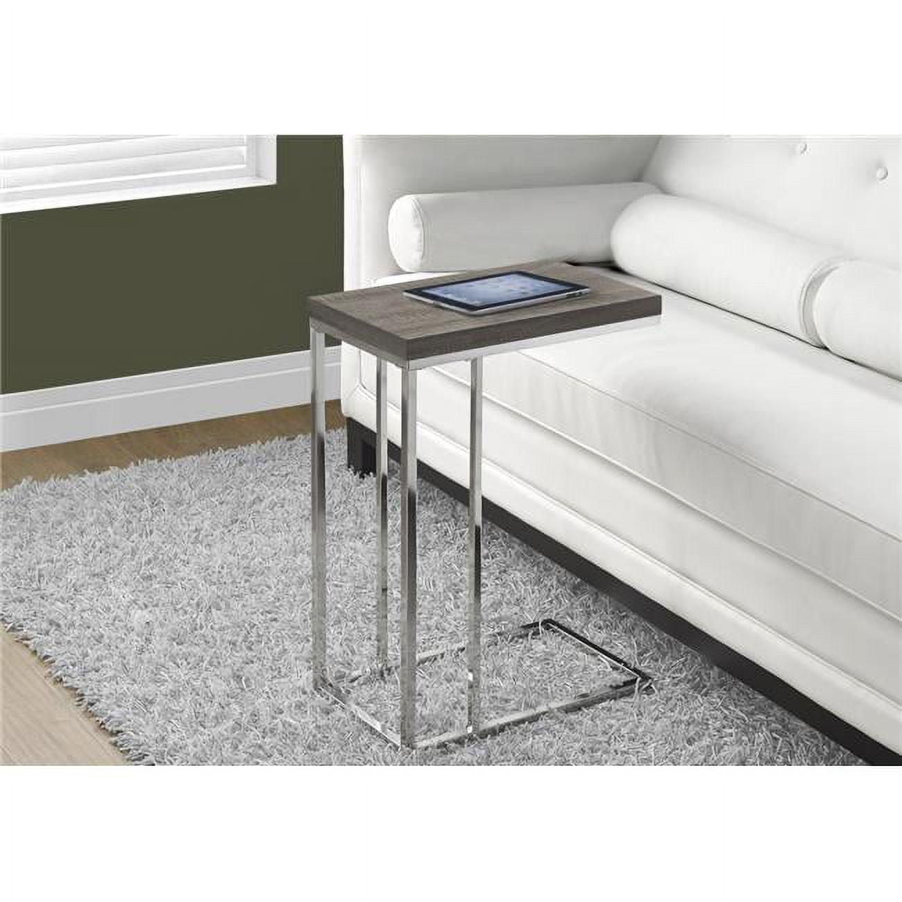 Dark Taupe and Chrome Metal Rectangular Accent Table