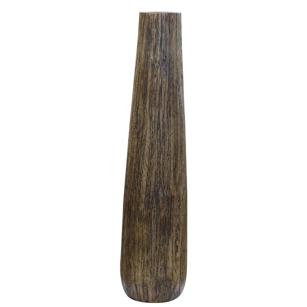 HomeRoots 25" Wood Brown Cylinder Floor Vase