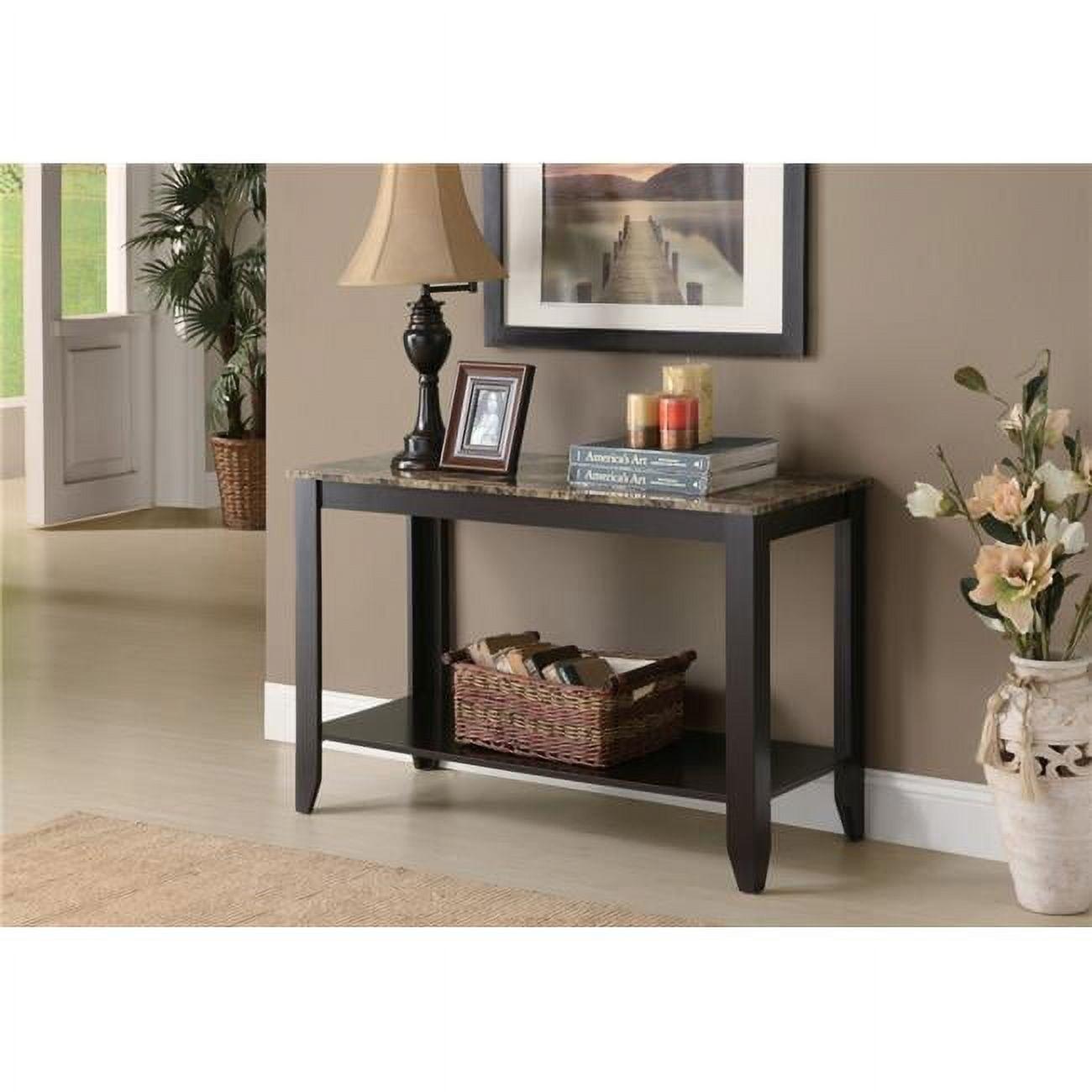 Cappuccino Particle Board and Marble Top Accent Table, 44 in