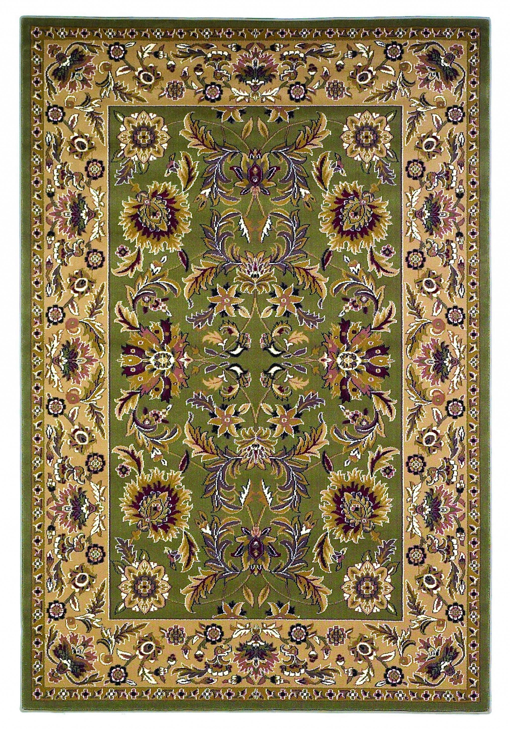 3' x 5' Green and Taupe Floral Synthetic Area Rug