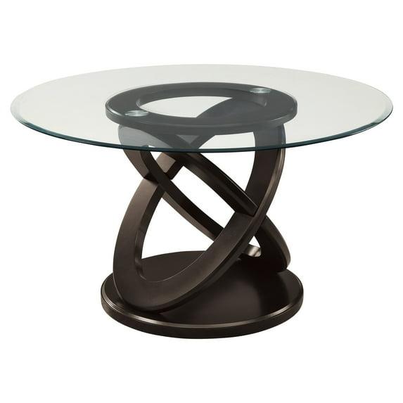 HomeRoots  30.5 in. Espresso Solid Wood, MDF & Clear Tempered Glass Dining Table