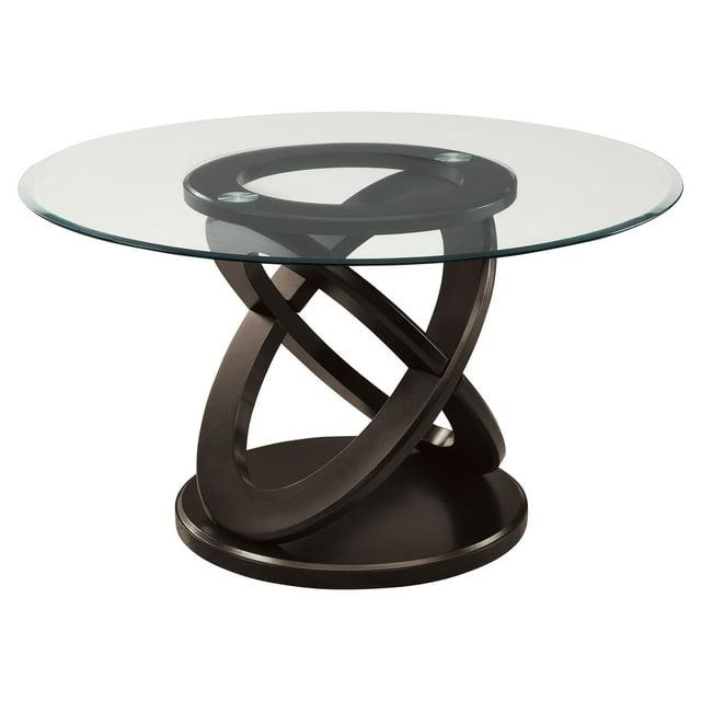 Espresso Solid Wood Tempered Glass Dining Table