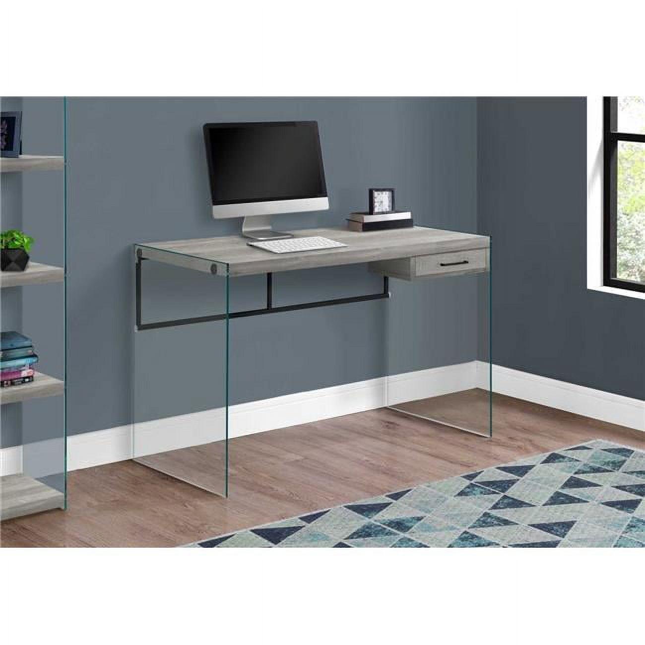 Elegant Gray Wood Desk with Sleek Drawer