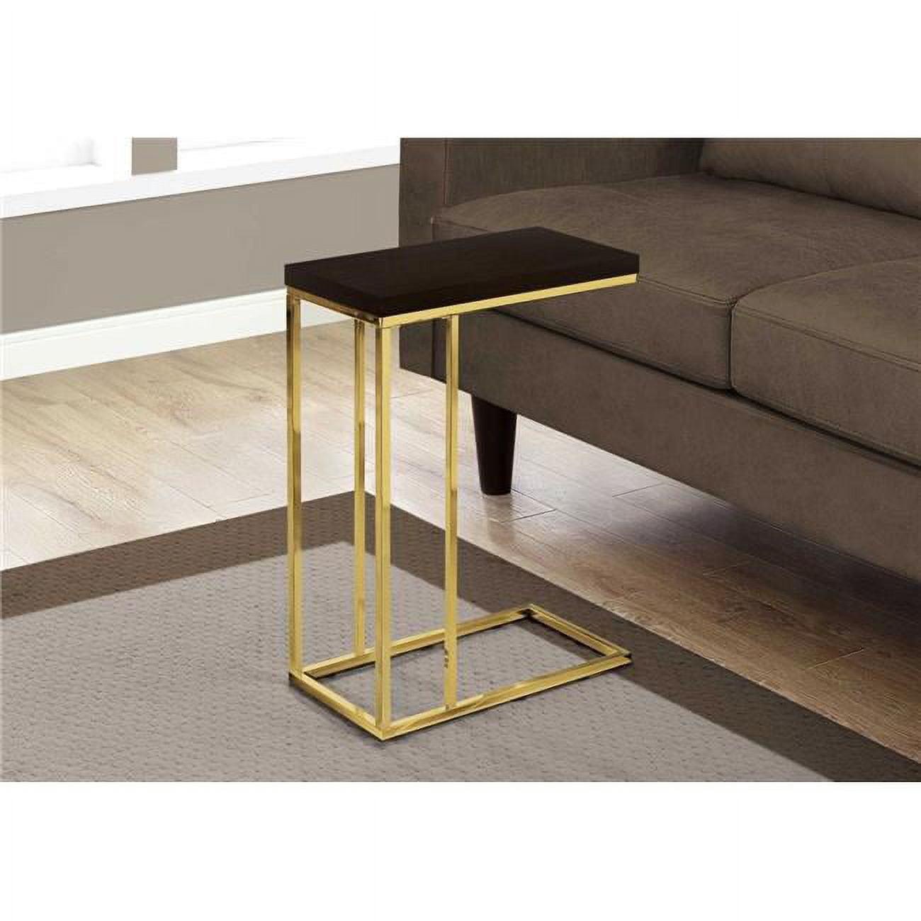 Cappuccino Gold 23.75" Wood & Metal Laminate Accent Table