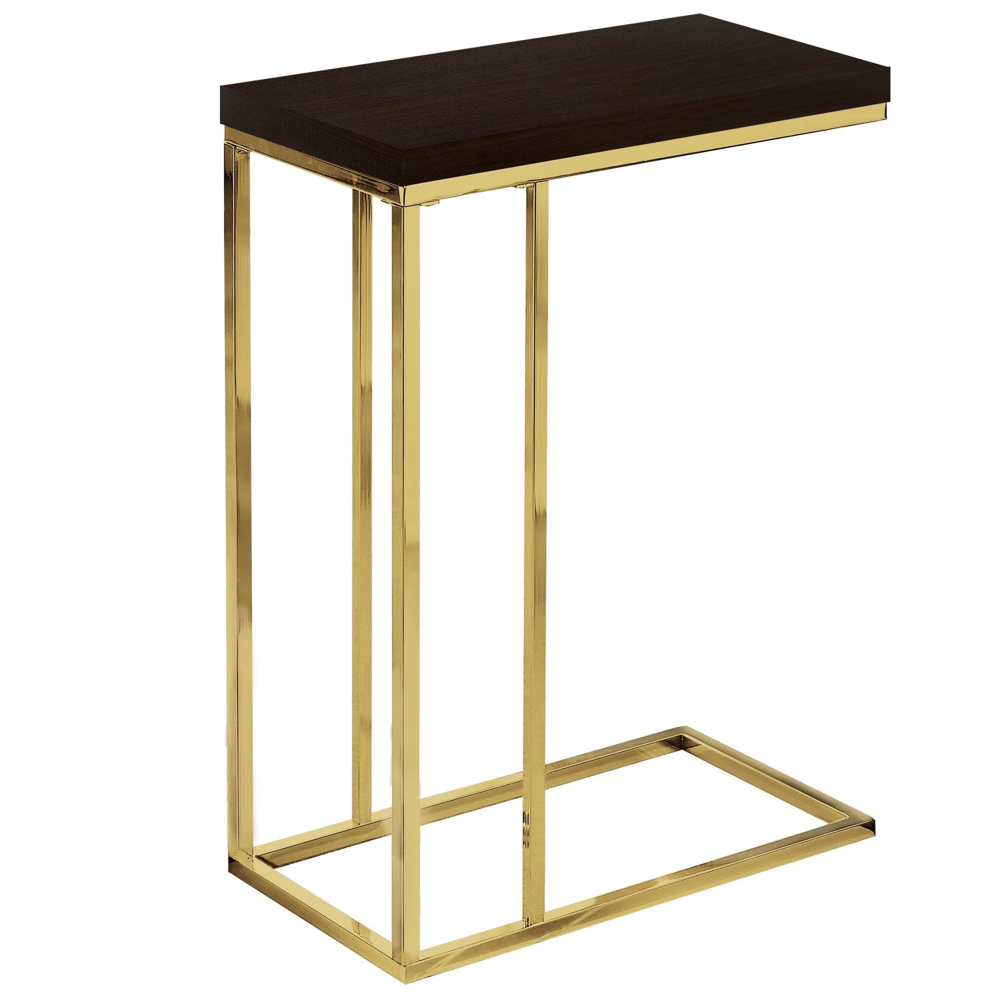 Cappuccino Gold 23.75" Wood & Metal Laminate Accent Table