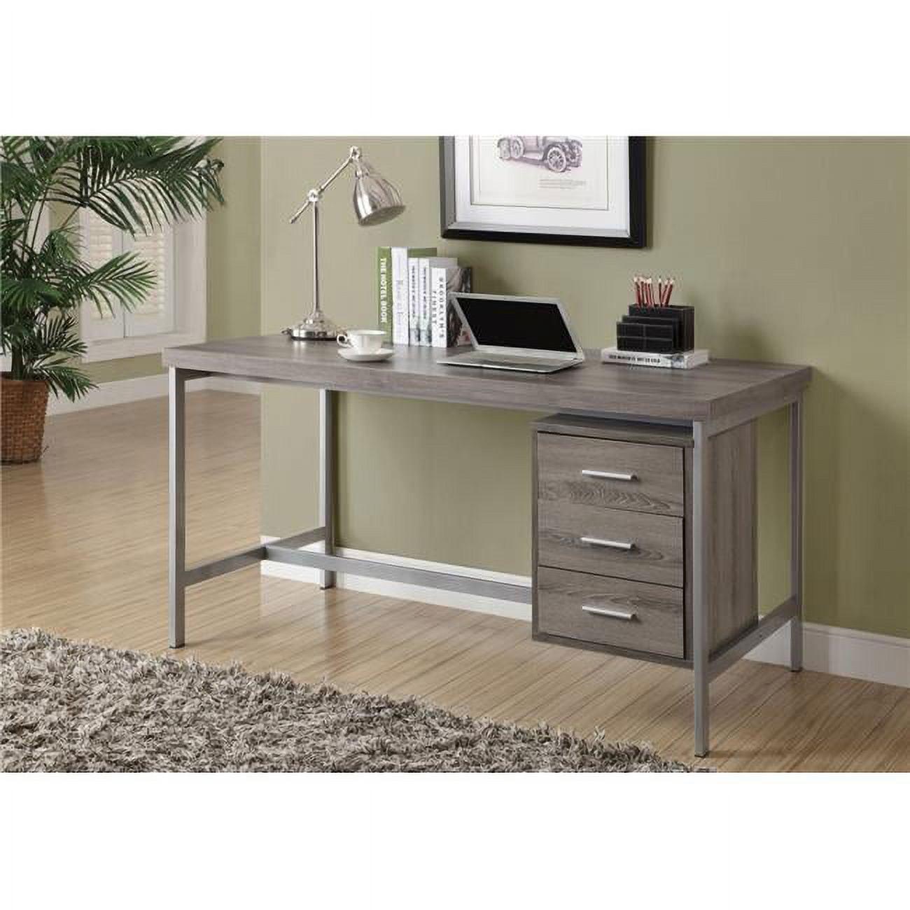 Espresso Particle Board & Chrome Metal Computer Desk with Drawer