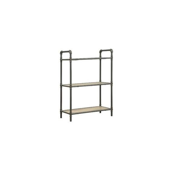 36" Itzel 3 Shelves Bookcase Antique Oak/Sandy Gray - Acme Furniture: Metal Frame, Open Back Design, Assembly Required