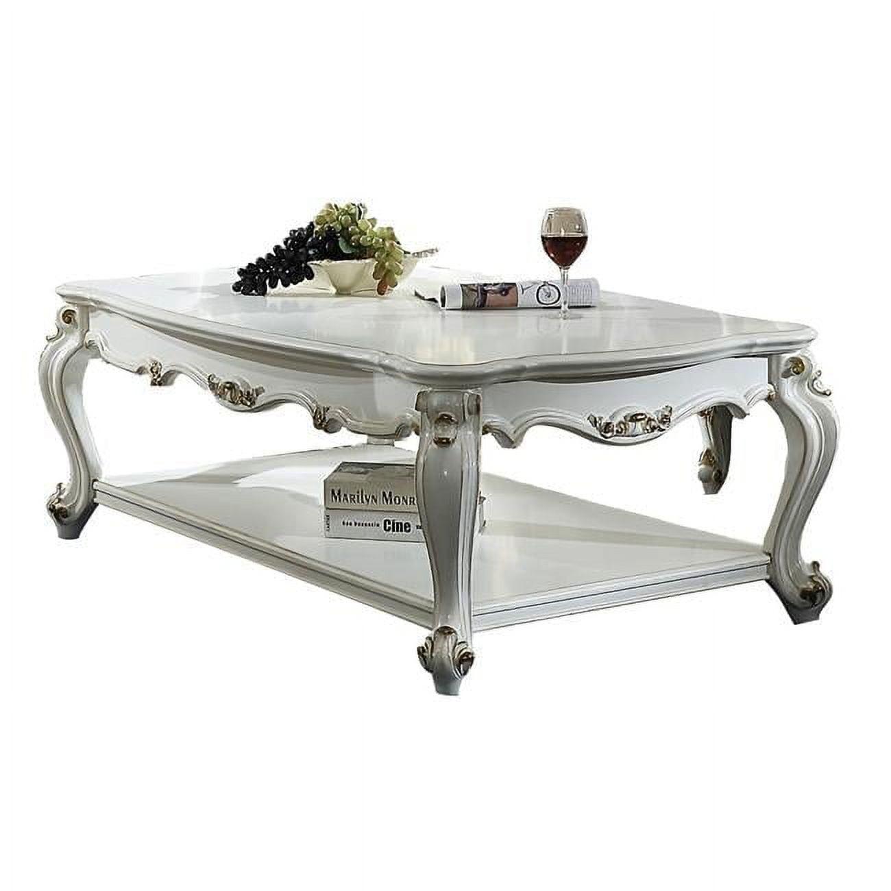 HomeRoots  36 x 55 x 20 in. Antique Pearl Wood Poly-Resin Coffee Table