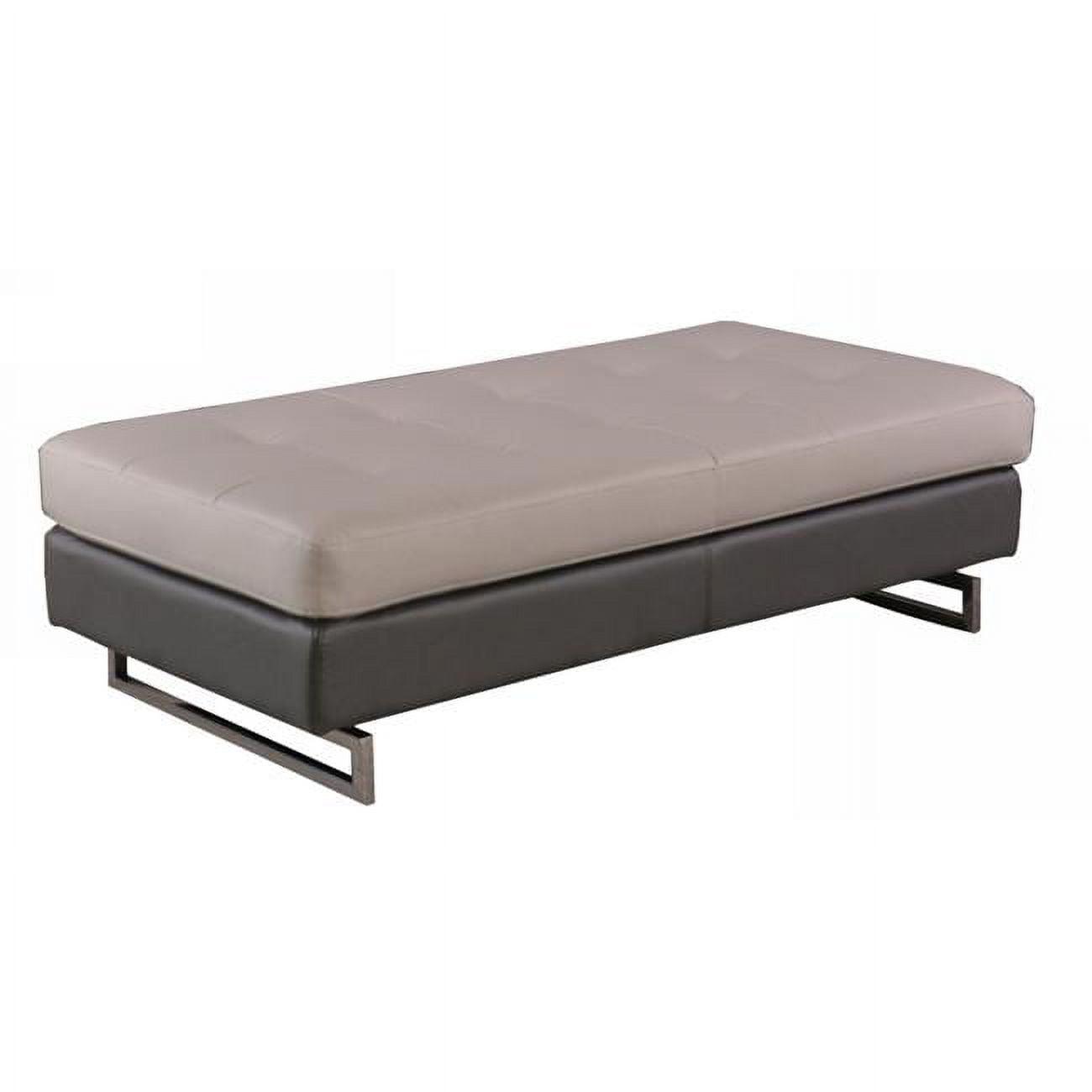 Elegant Two-Tone Tufted Ottoman in Taupe and Silver