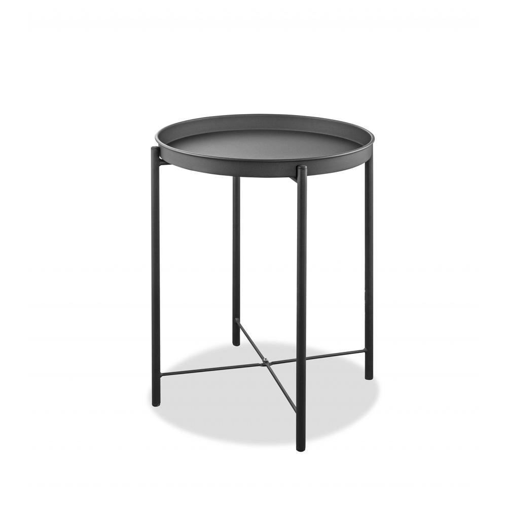 Contemporary Powdered Aluminum Round Side Table 17"x21"