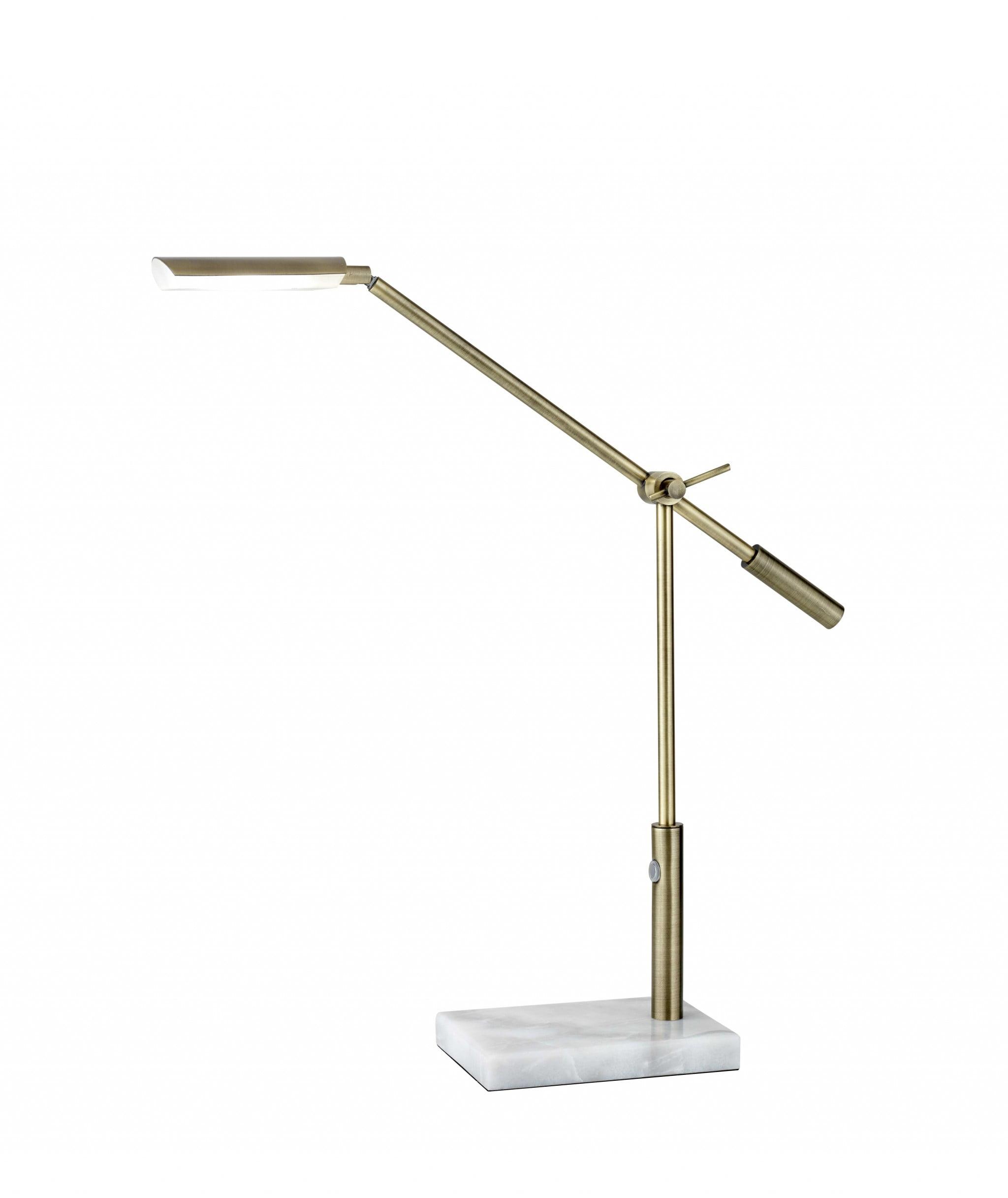 Adjustable Brass and White Marble LED Desk Lamp