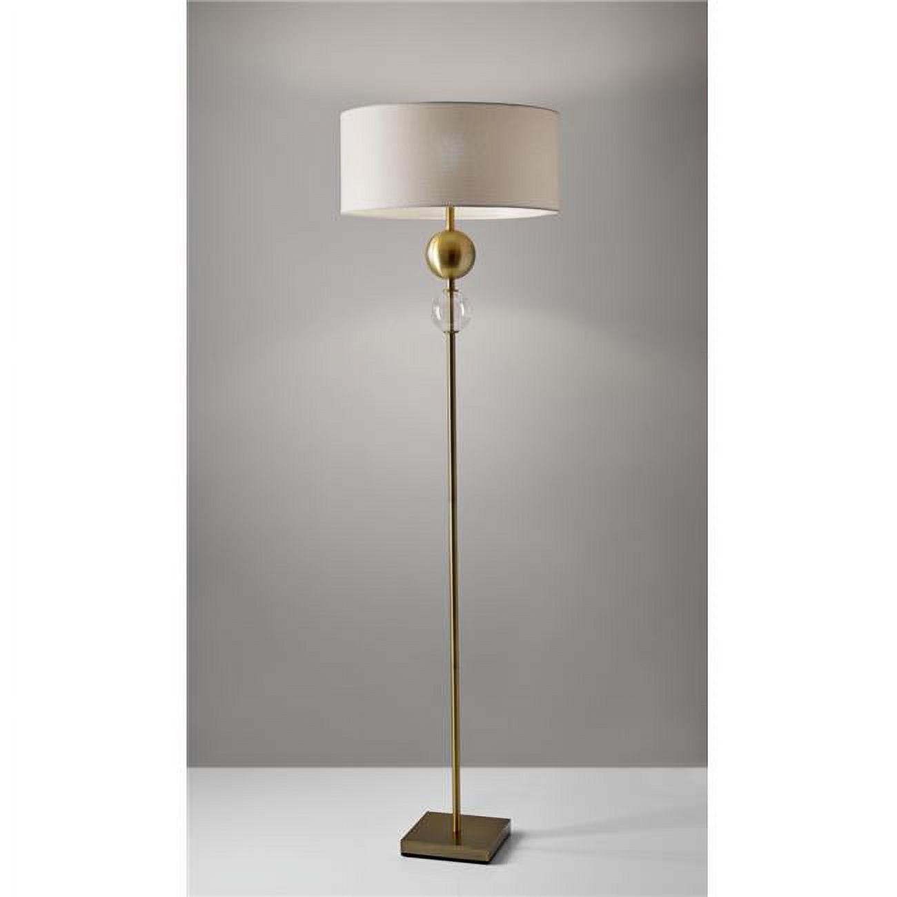 69" Brass Metal Floor Lamp with White Drum Shade