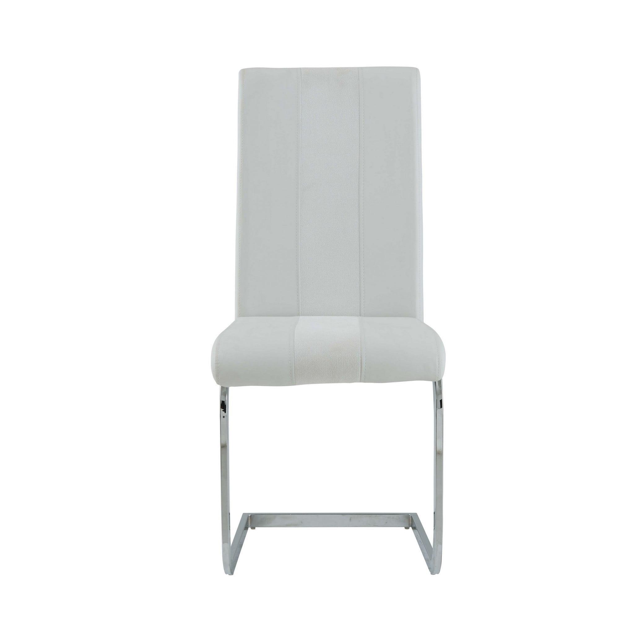 White Two Toned Dining Chairs with Silver Tone Metal Base - Pack of 4