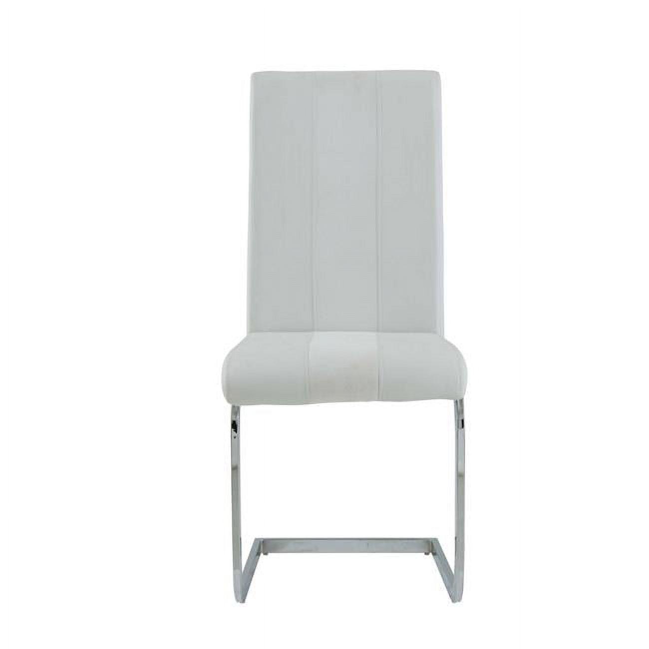 Set of 4 White Faux Leather Dining Chairs with Silver Metal Base