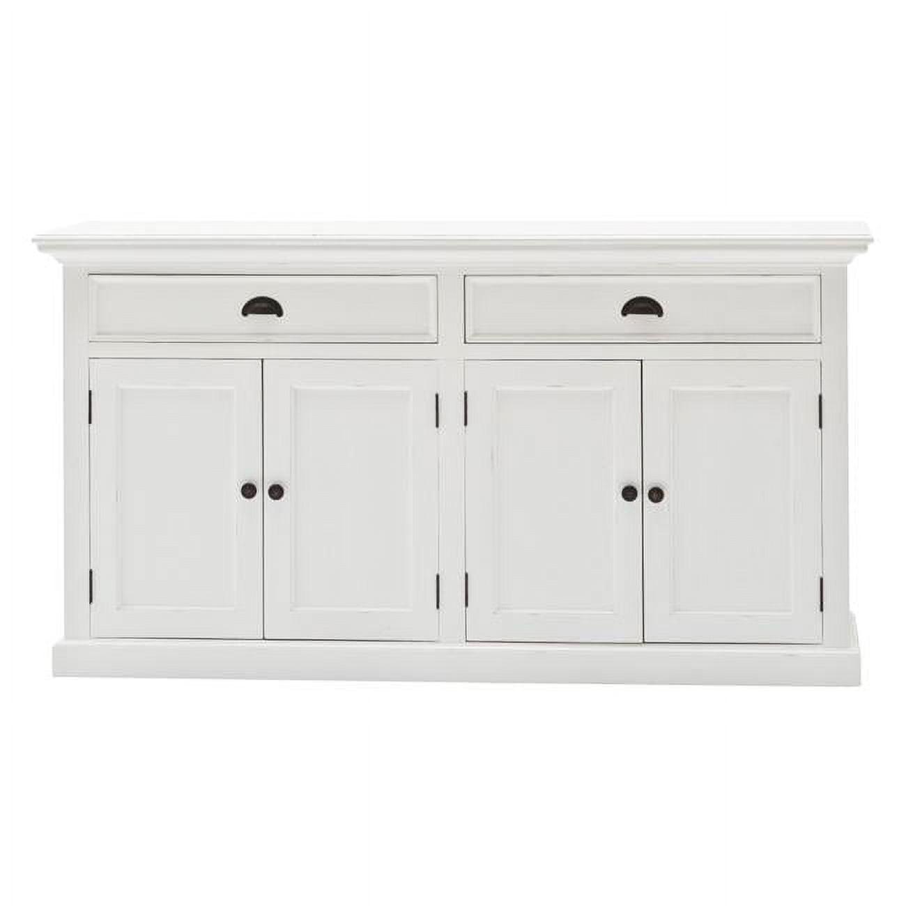 Coastal Charm White Mahogany Buffet Server with Black Accents