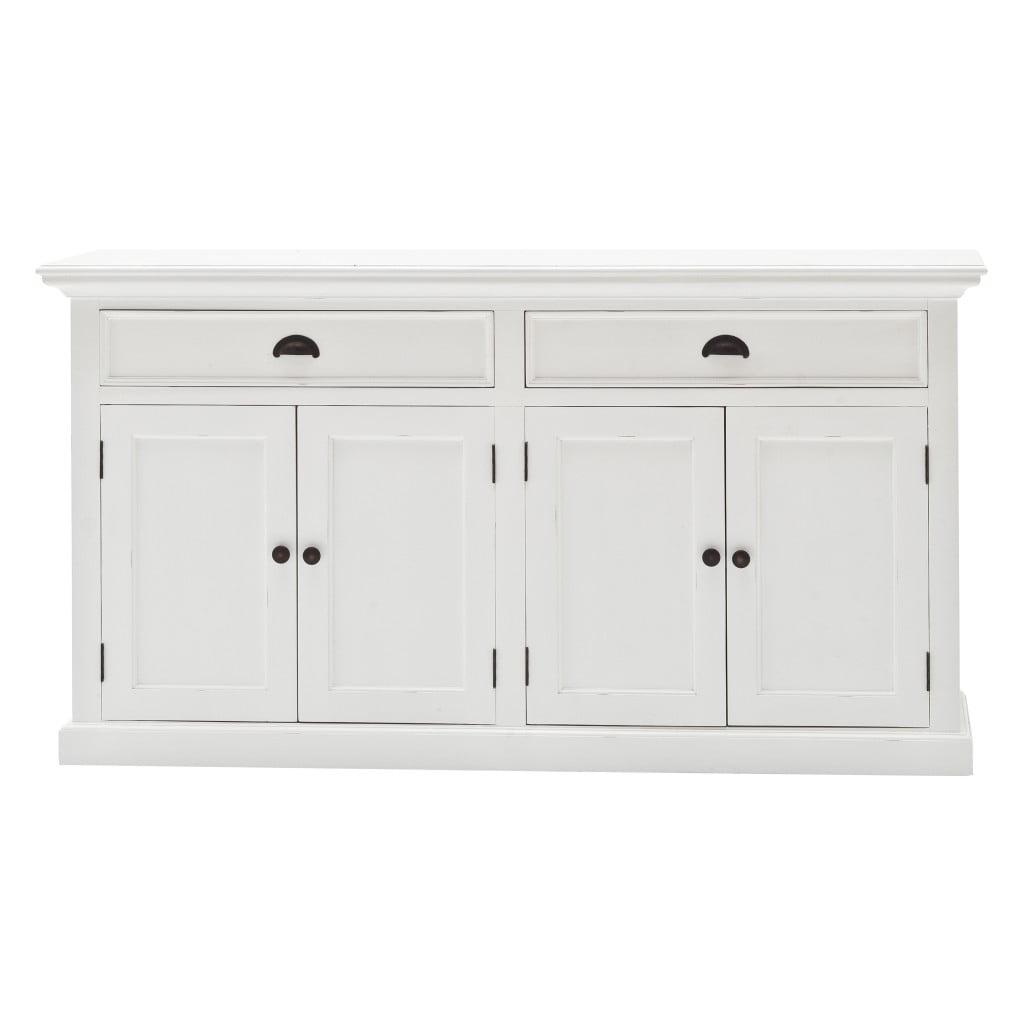 Coastal Charm White Mahogany Buffet Server with Black Accents