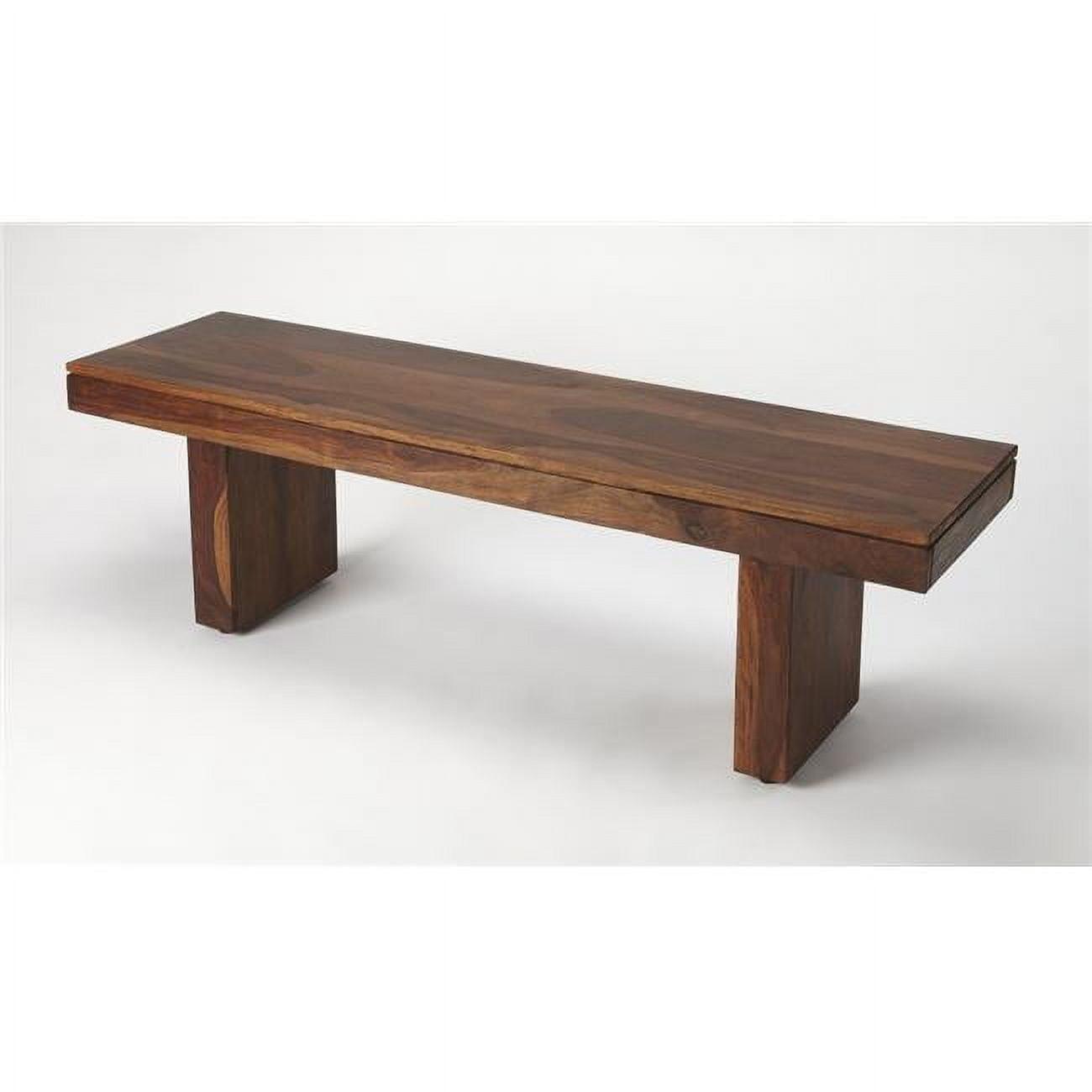Artisanal Dark Brown Chunky Solid Wood Modern Bench