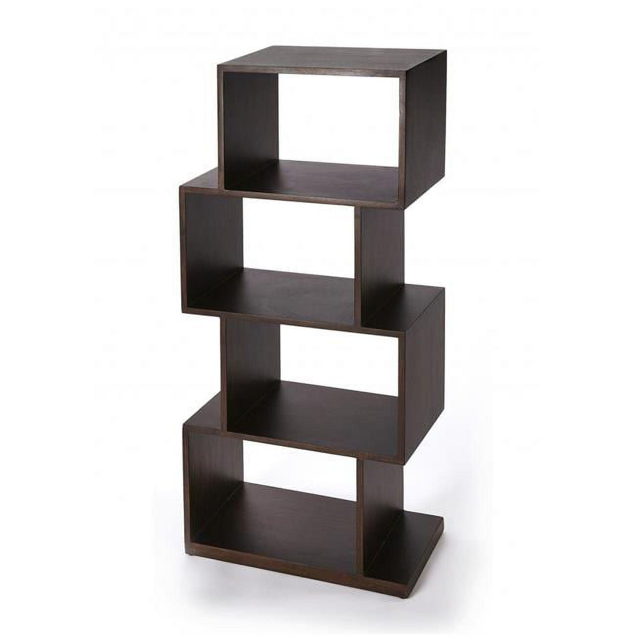 Olivia Staggered Cubes Solid Mango Wood Etagere in Dark Coffee