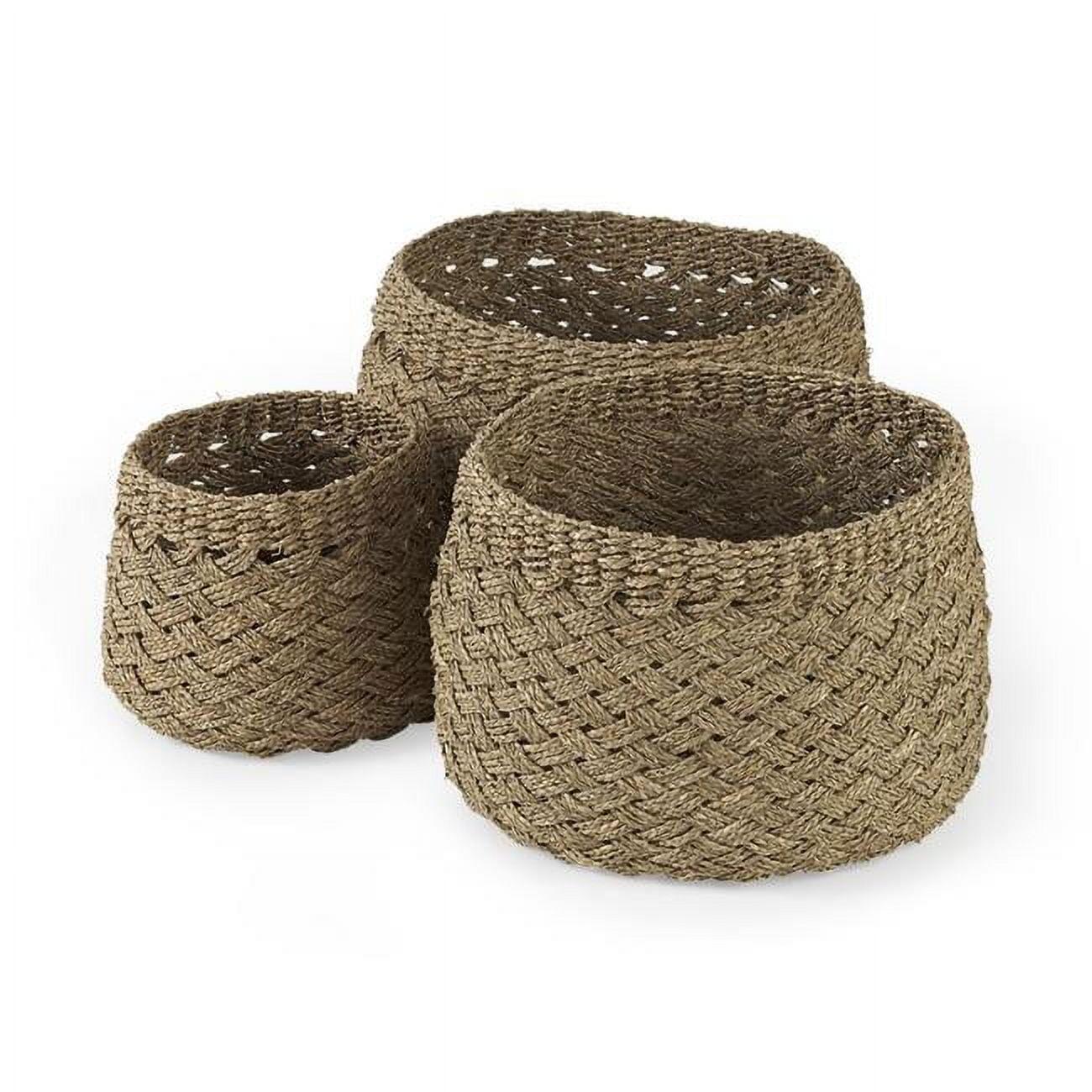 Criss-Cross Woven Wicker Storage Basket Trio in Light Brown