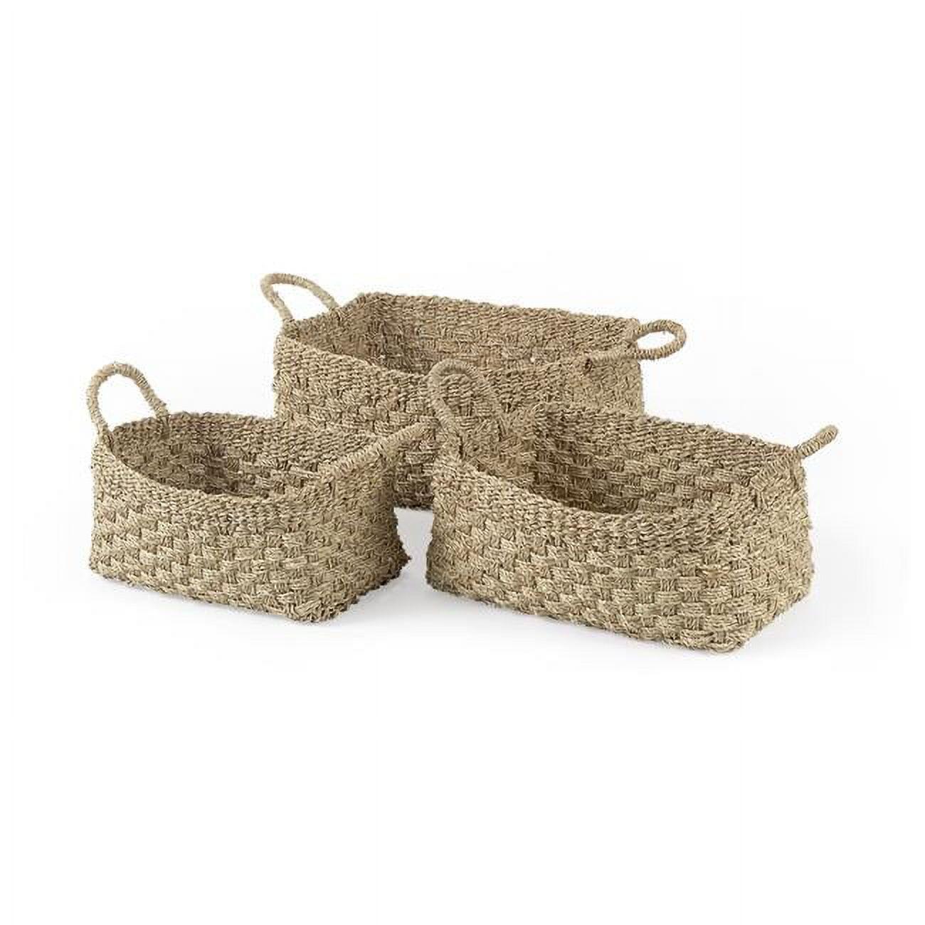 Vietnamese Seagrass Woven Storage Basket Trio