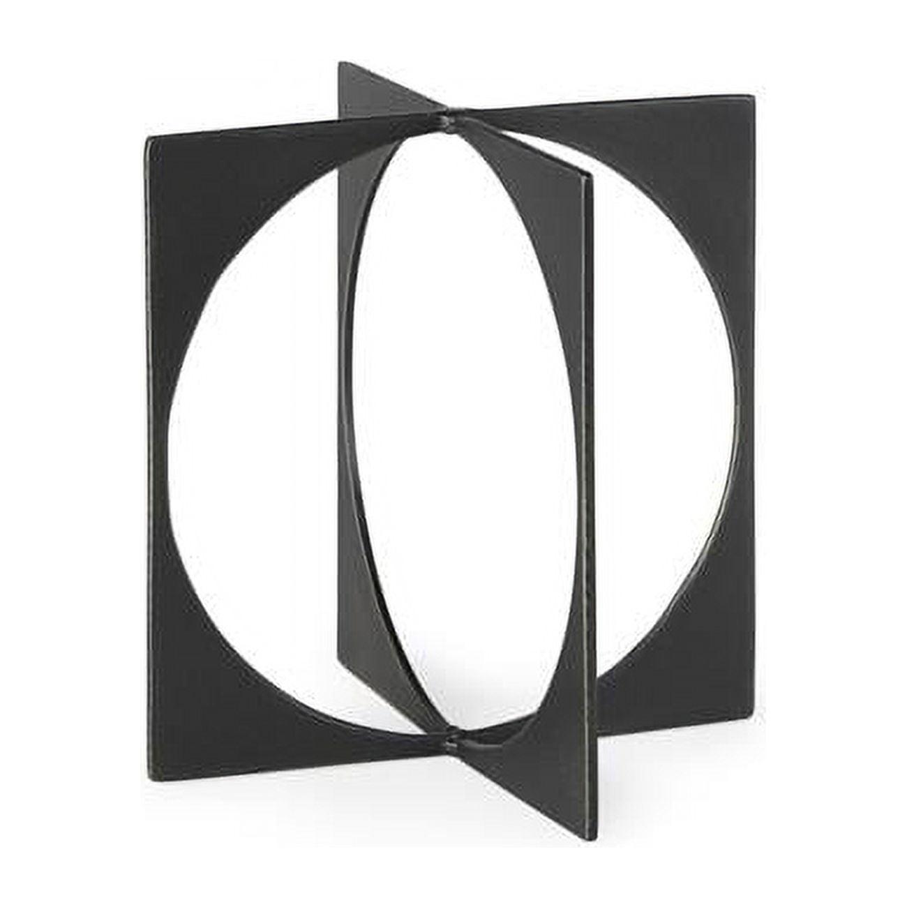 9" Charcoal Gray Metal Circle Square Sculpture