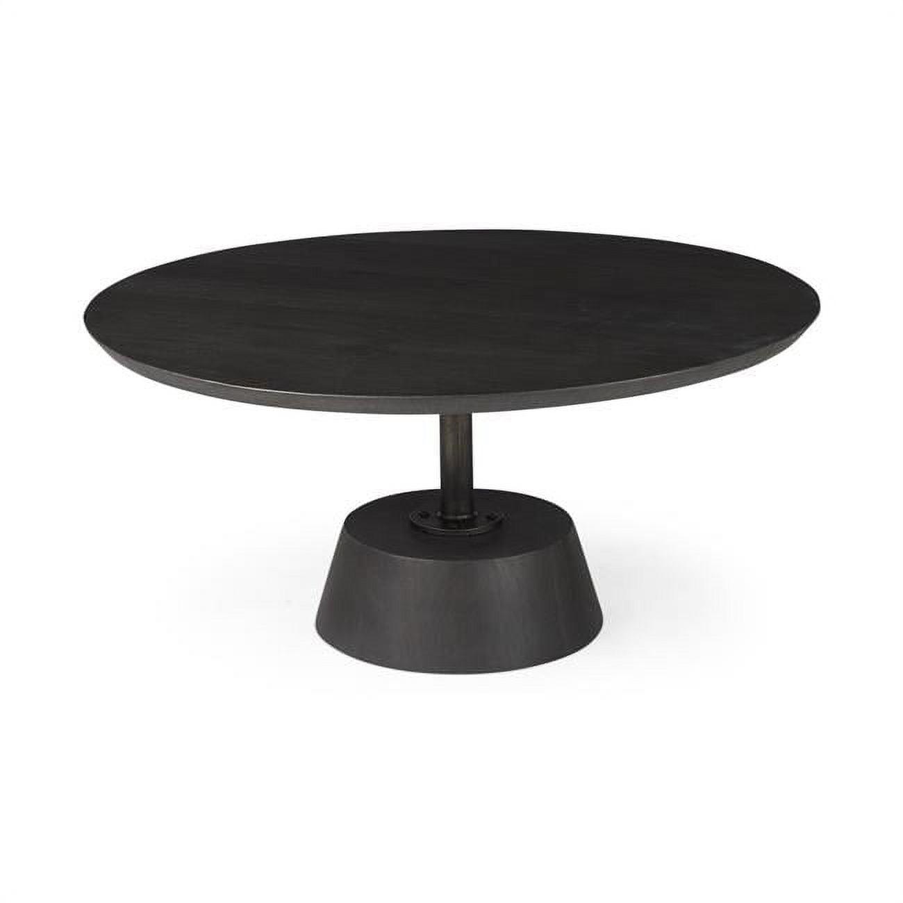 Contemporary Round Black Wood & Metal Coffee Table with Storage