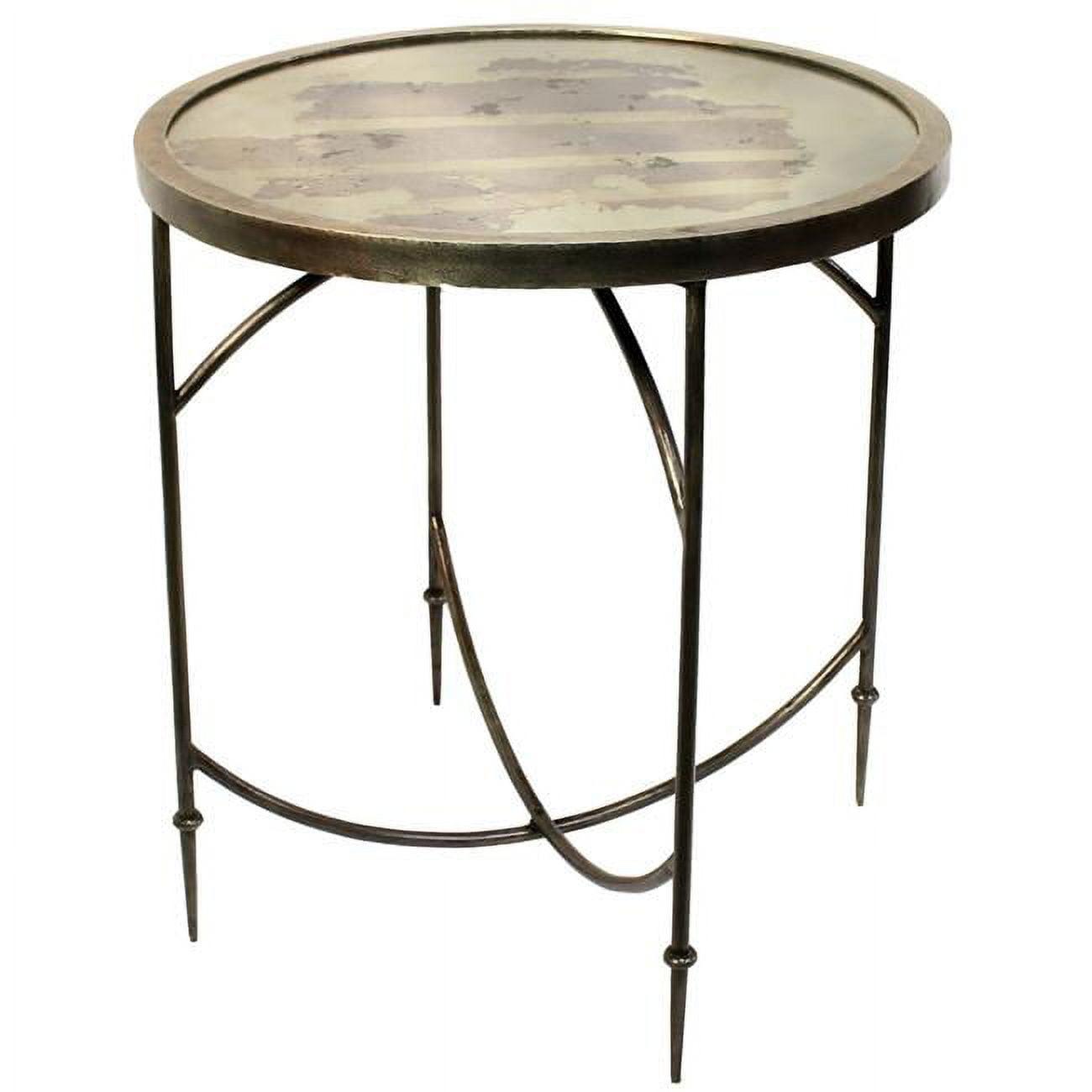 Antique Black and Gold Rustic Circular Folding Wooden Table 22"