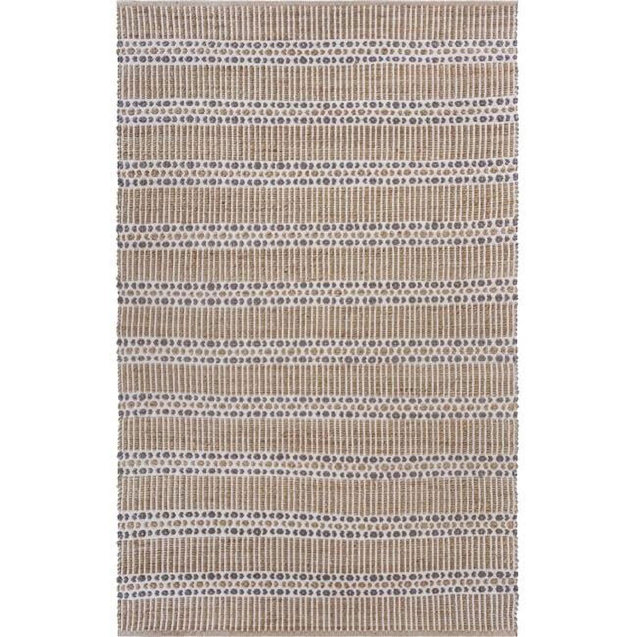 Handmade Gray and Tan Cotton Striped 5' x 8' Area Rug