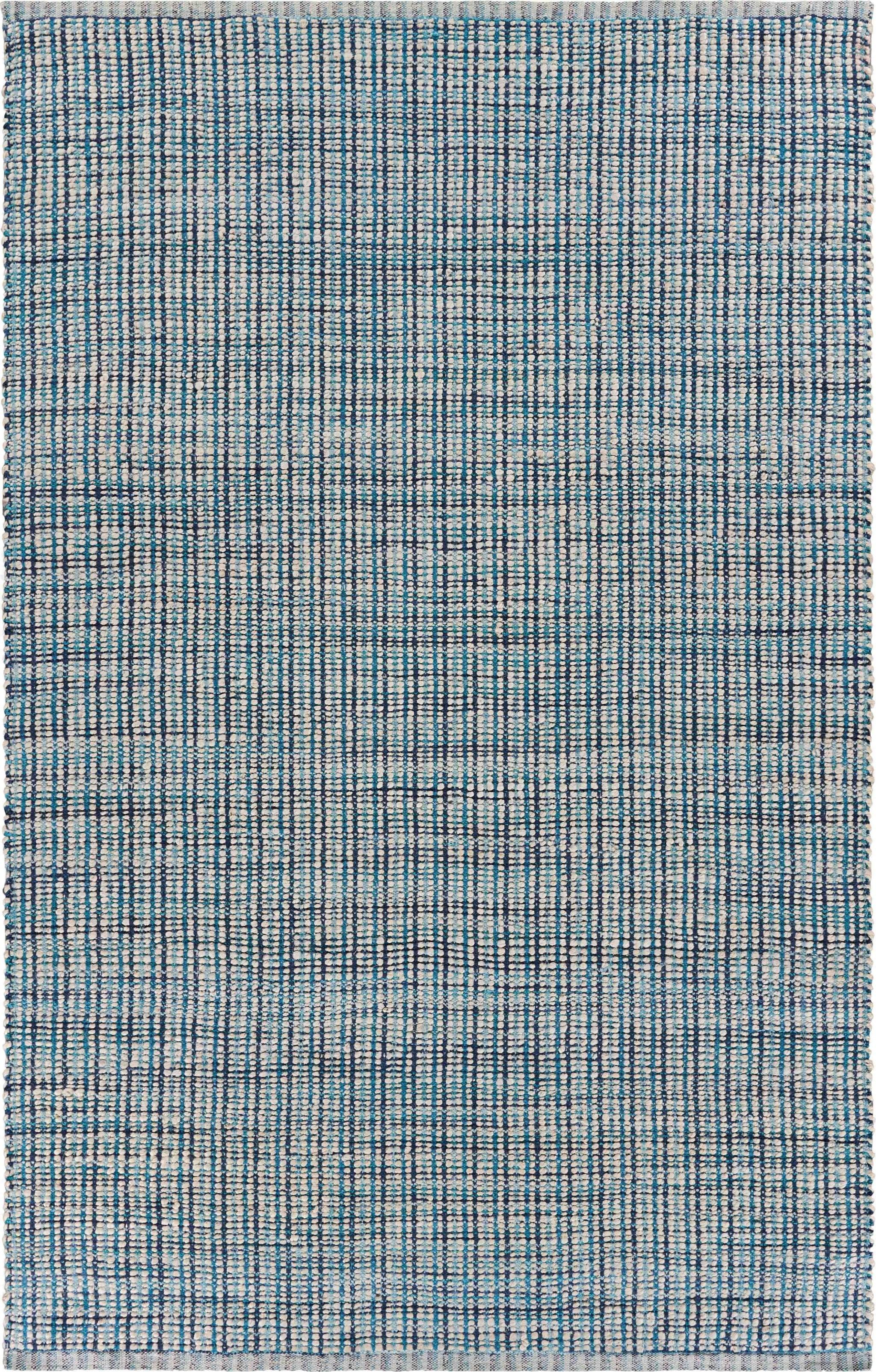 Serene Blue Cotton Flatweave 5' x 8' Handmade Area Rug