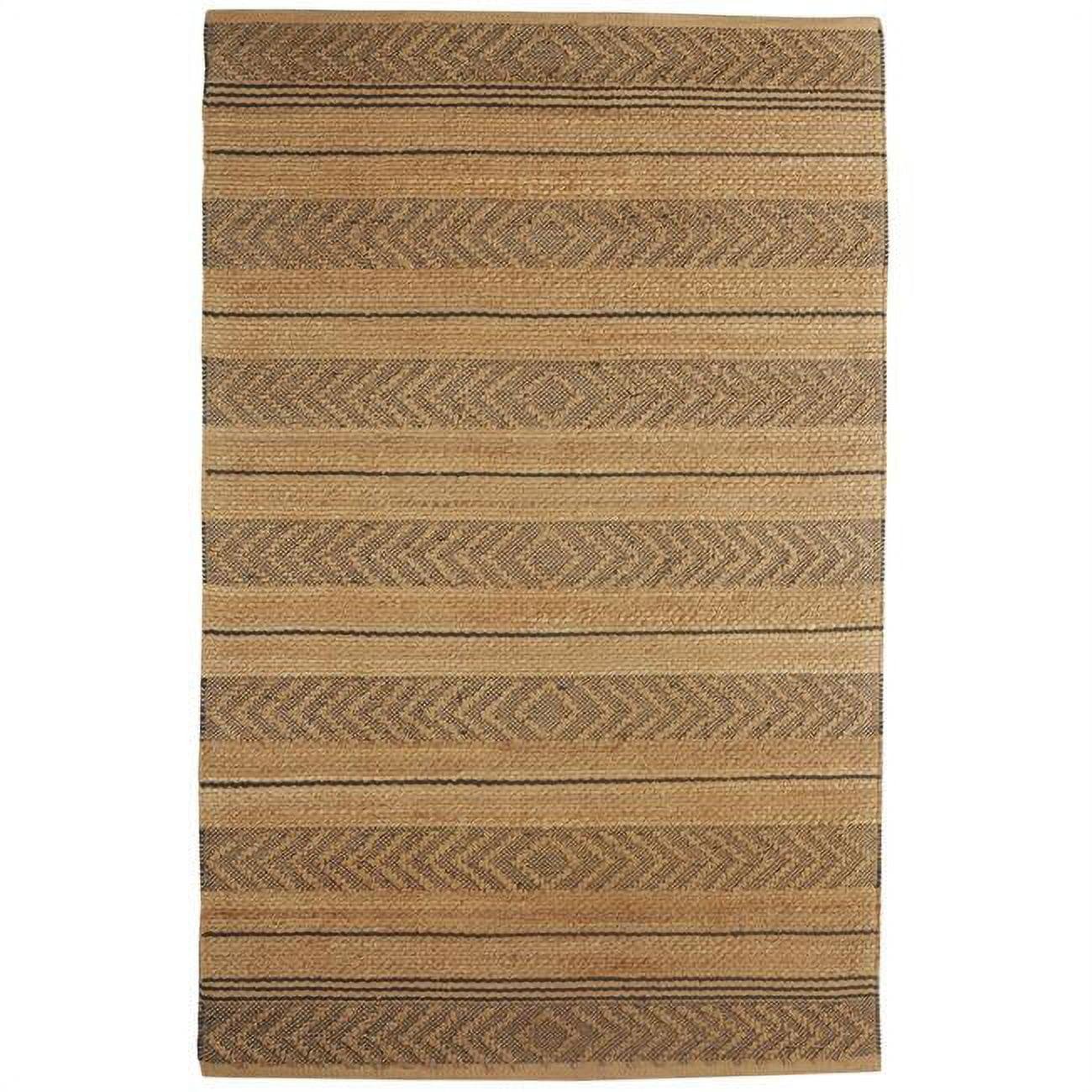 Tan and Gray 8' x 10' Handmade Jute Striped Area Rug