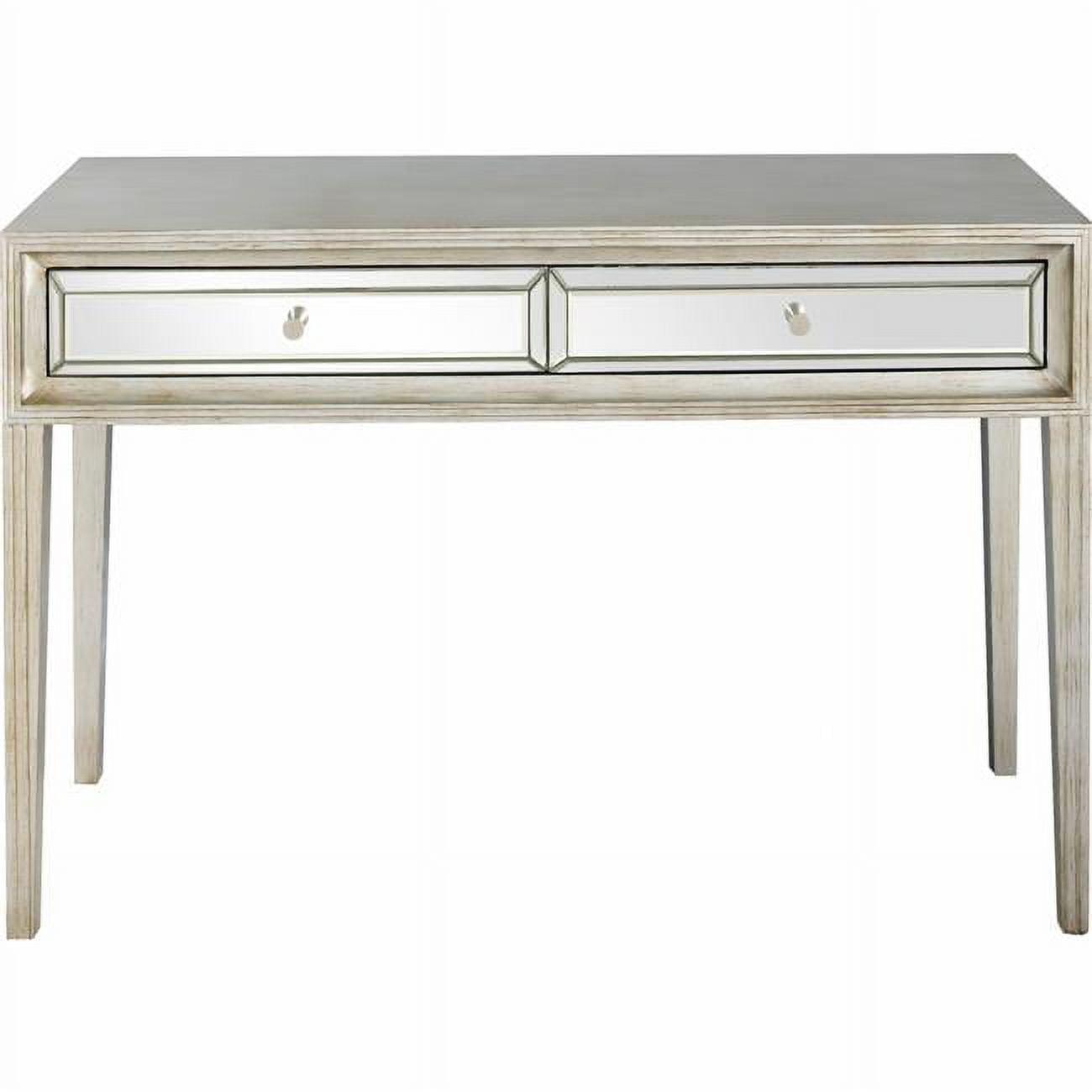 Elegant Antiqued Silver 48" Wood, Metal & Glass Console Table with Storage