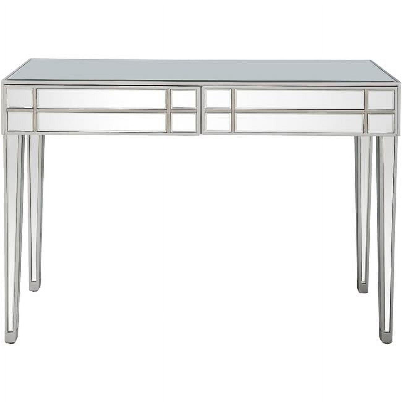 Contemporary Silver Stainless Steel Mirrored Console with Storage