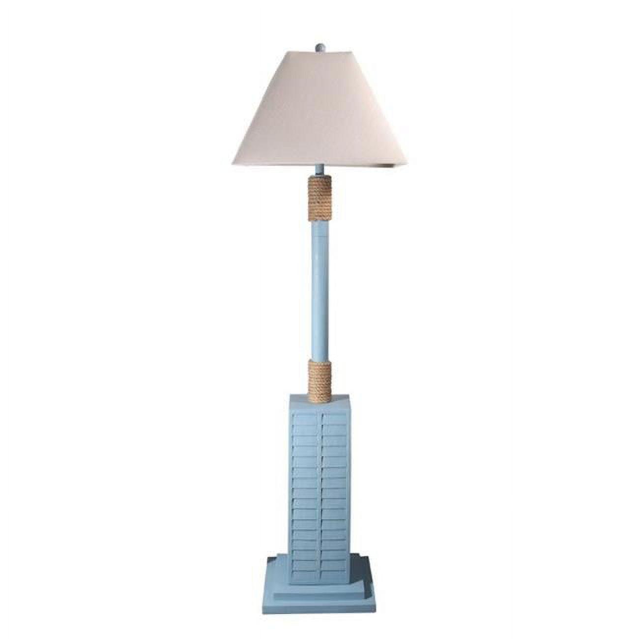 Coastal Charm Aqua Blue Nautical Rope Shutter-Style Floor Lamp