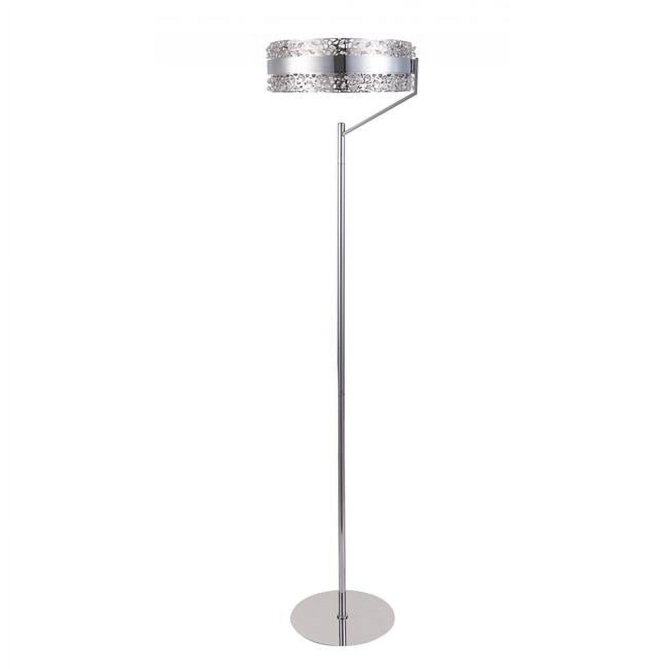 Pierced Silver Chrome LED Floor Lamp with Faux Crystal Baubles