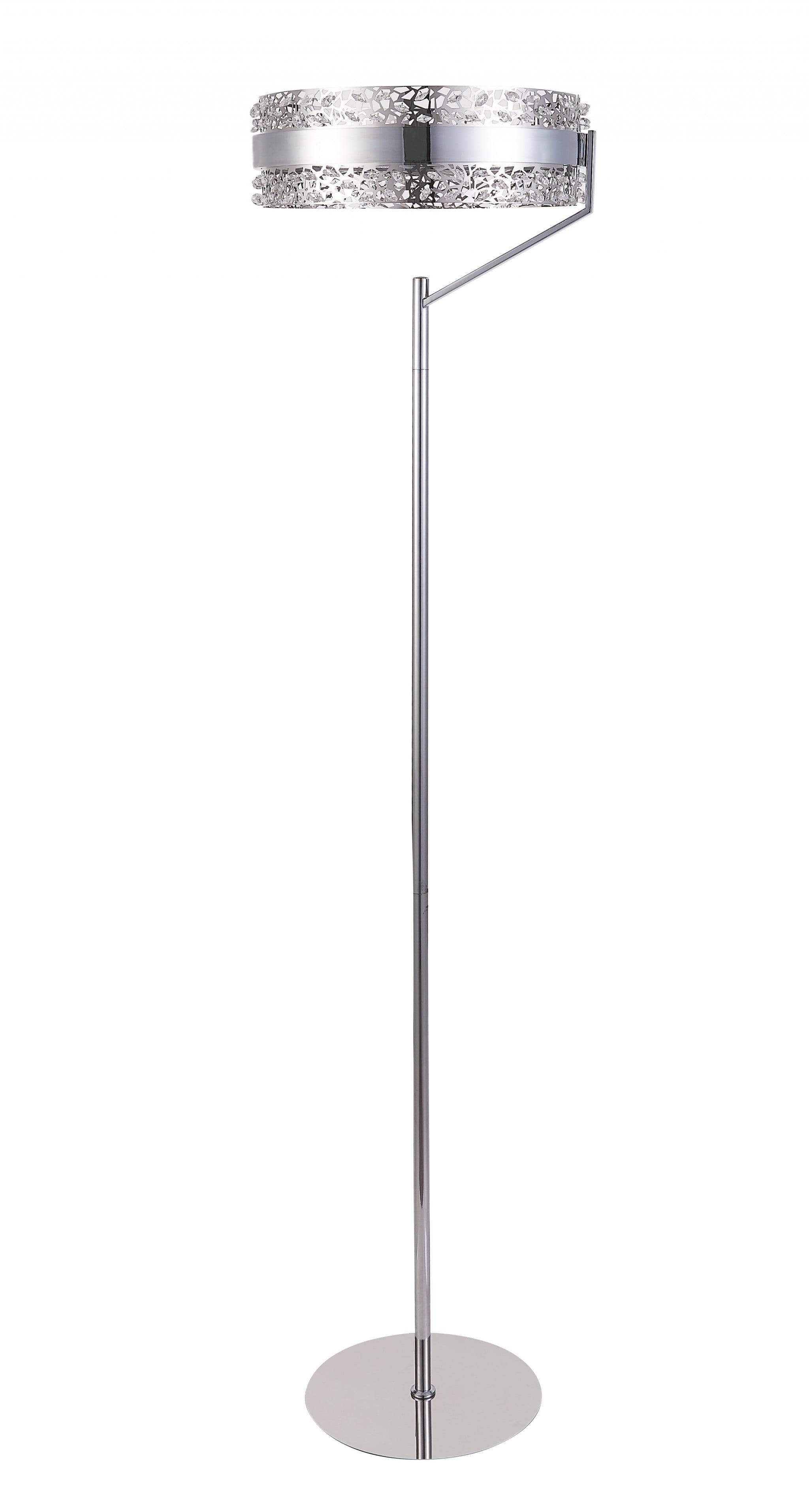 Pierced Silver Chrome LED Floor Lamp with Faux Crystal Baubles