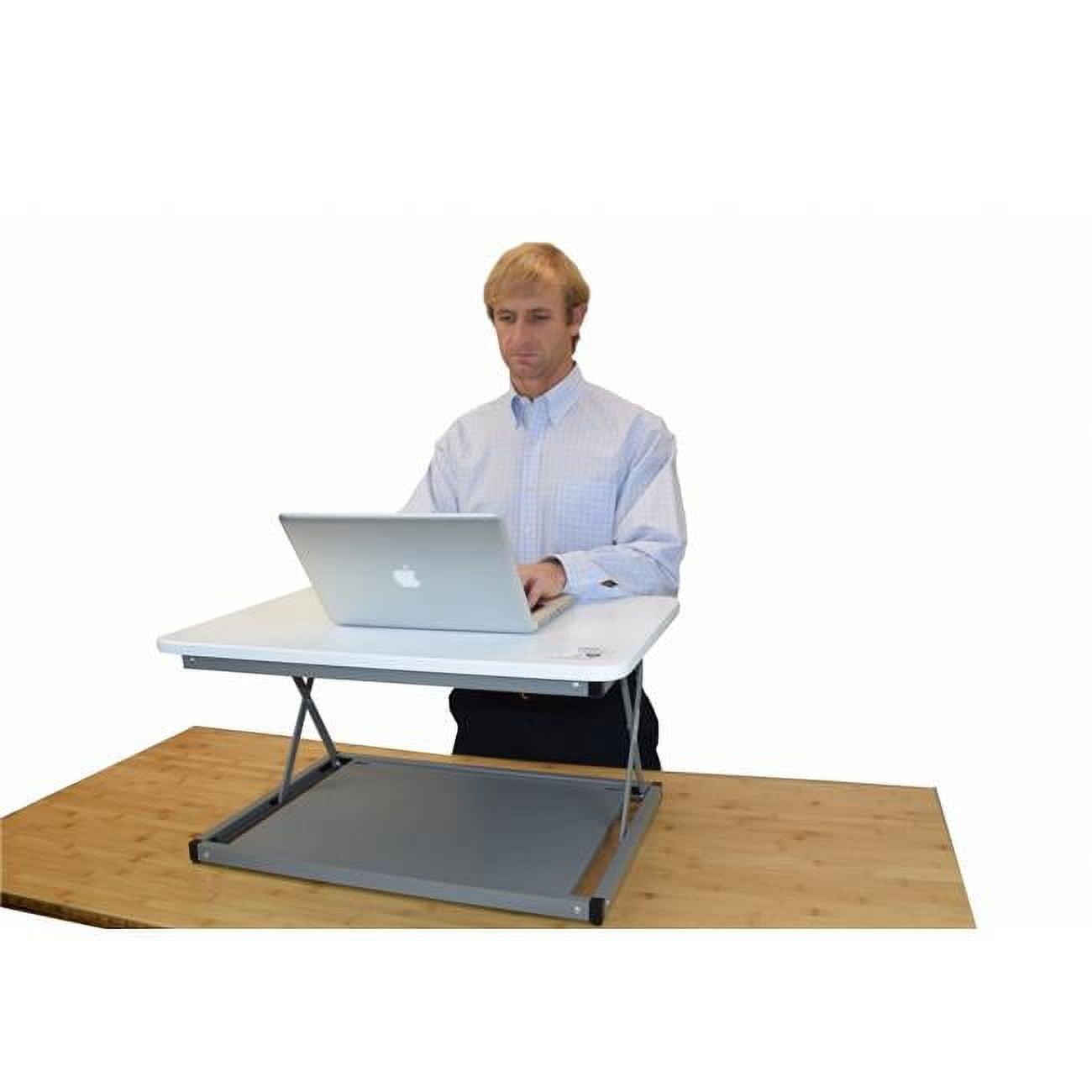 Compact Silver Adjustable Standing Desk Converter with Premium MDF Top