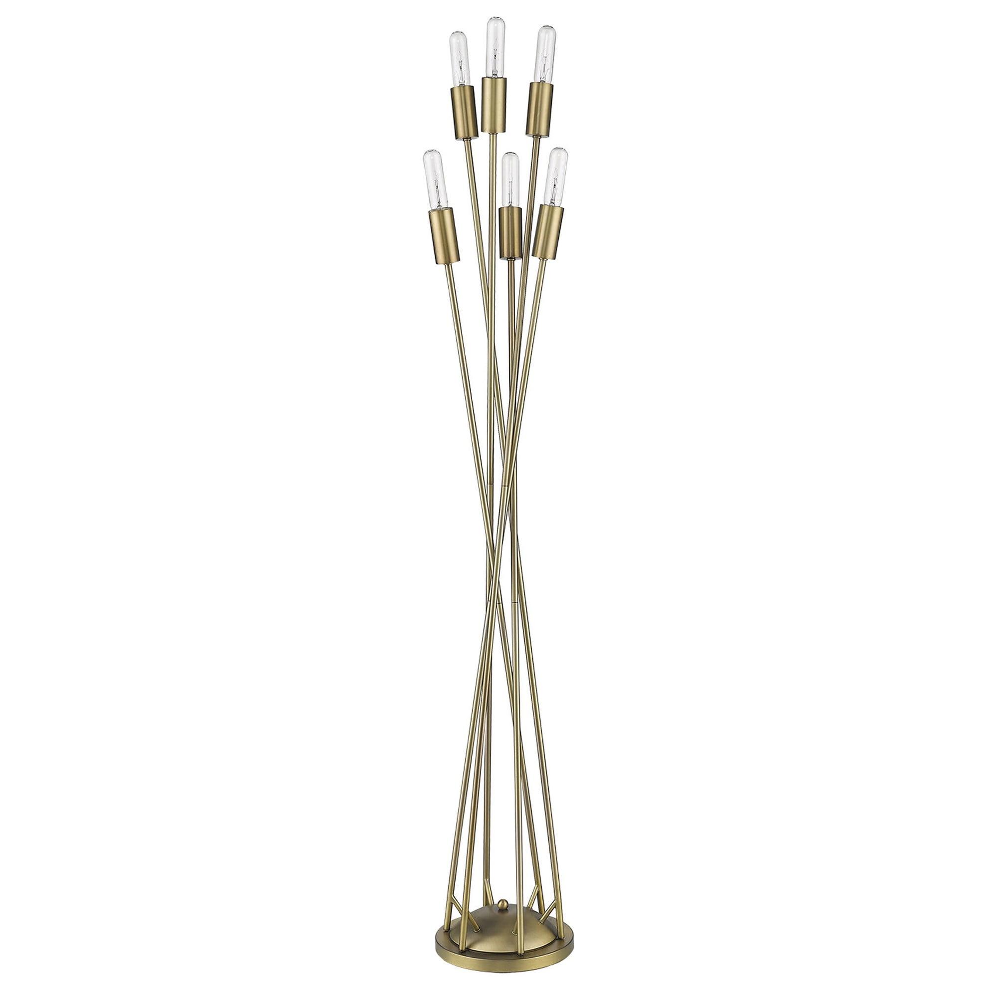 Elegant 60" White and Brass Torchiere Floor Lamp with Multi-Head Design