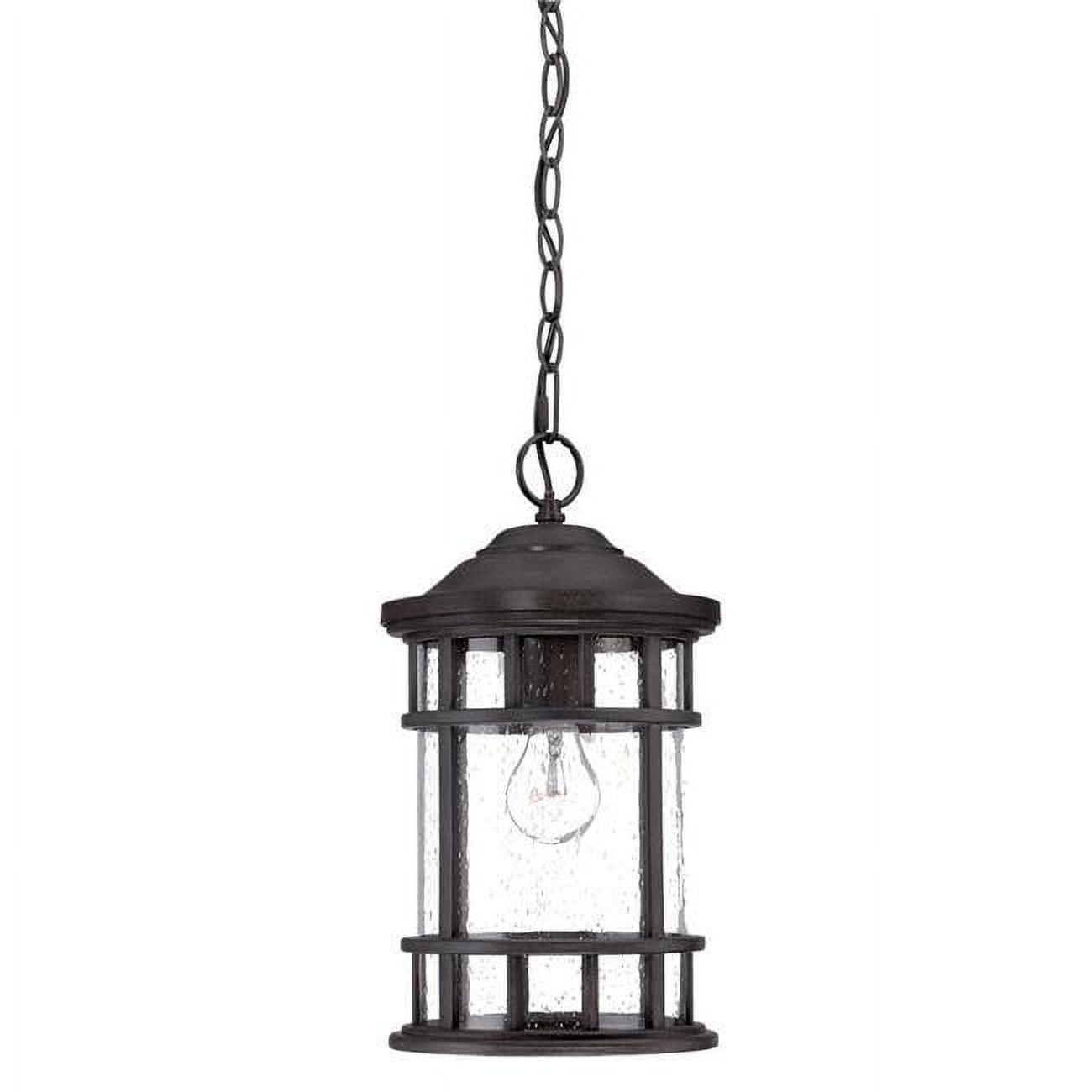 Matte Black Glass Outdoor Hanging Lantern Light