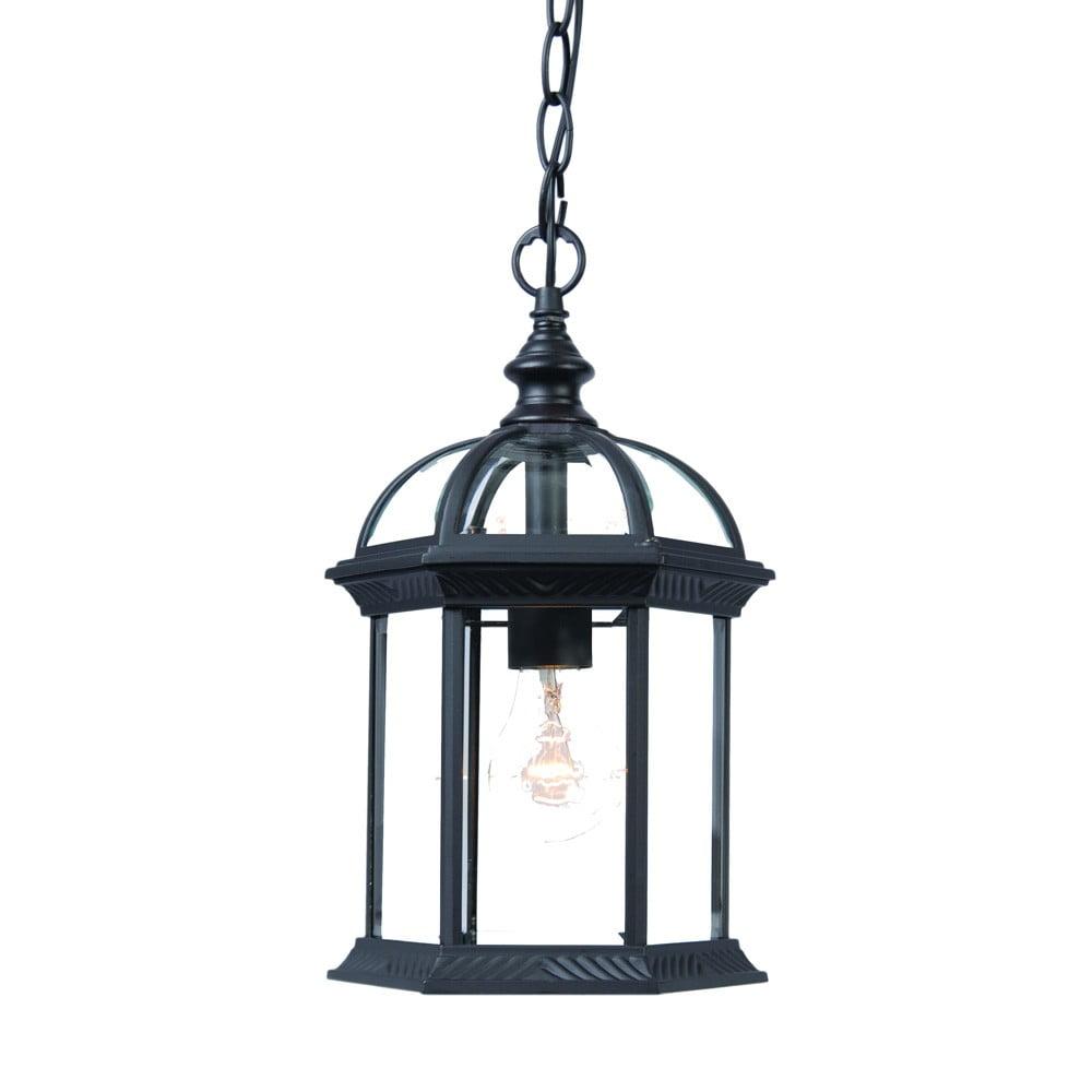 Dover Matte Black Clear Glass Outdoor Hanging Lantern