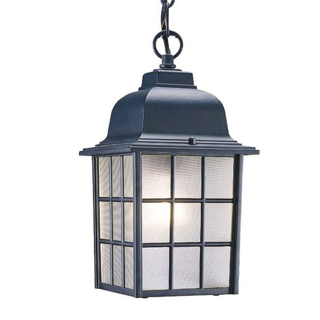 Nautical Matte Black and White Glass Hanging Lantern Light