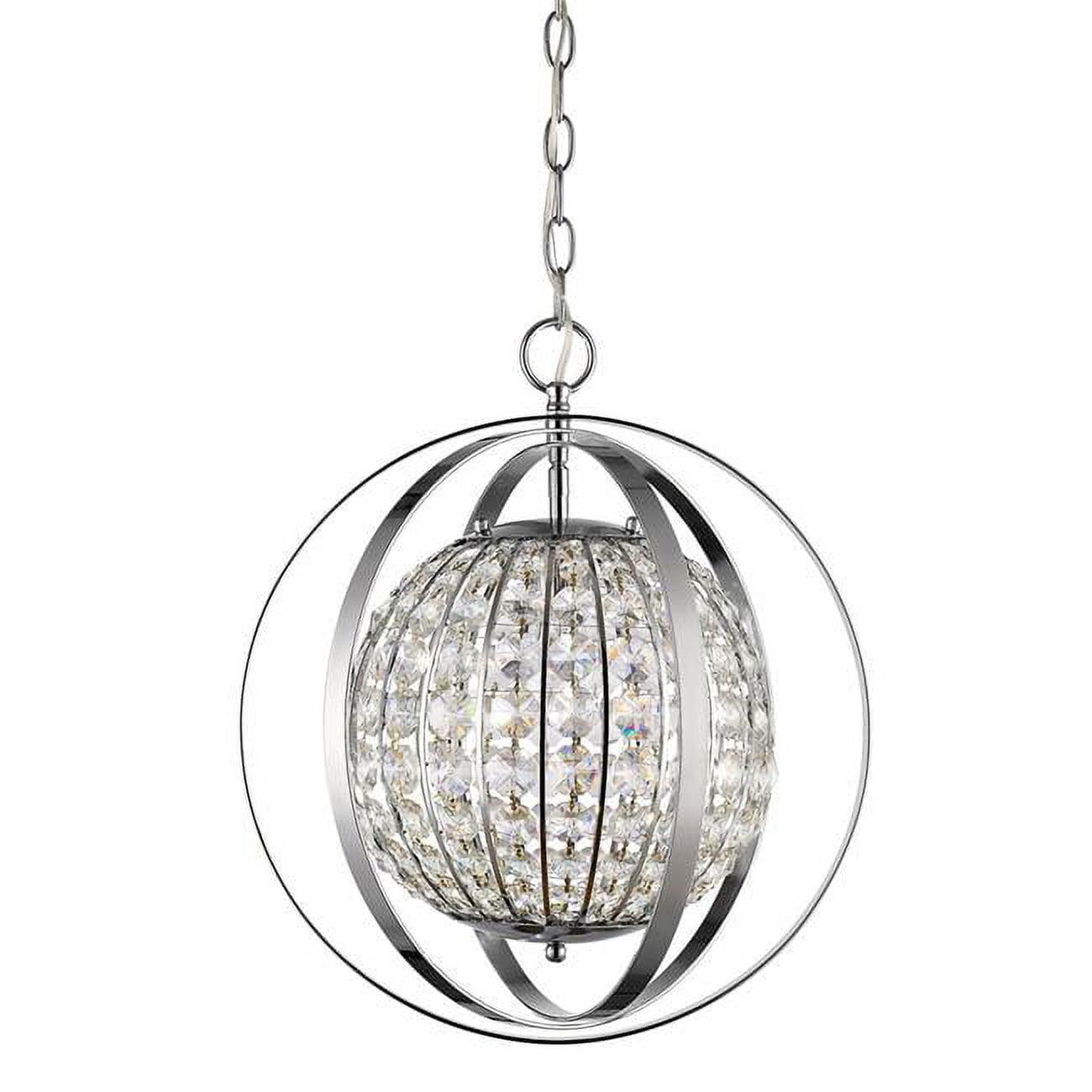 Olivia Polished Nickel Crystal Globe Pendant Light 18"