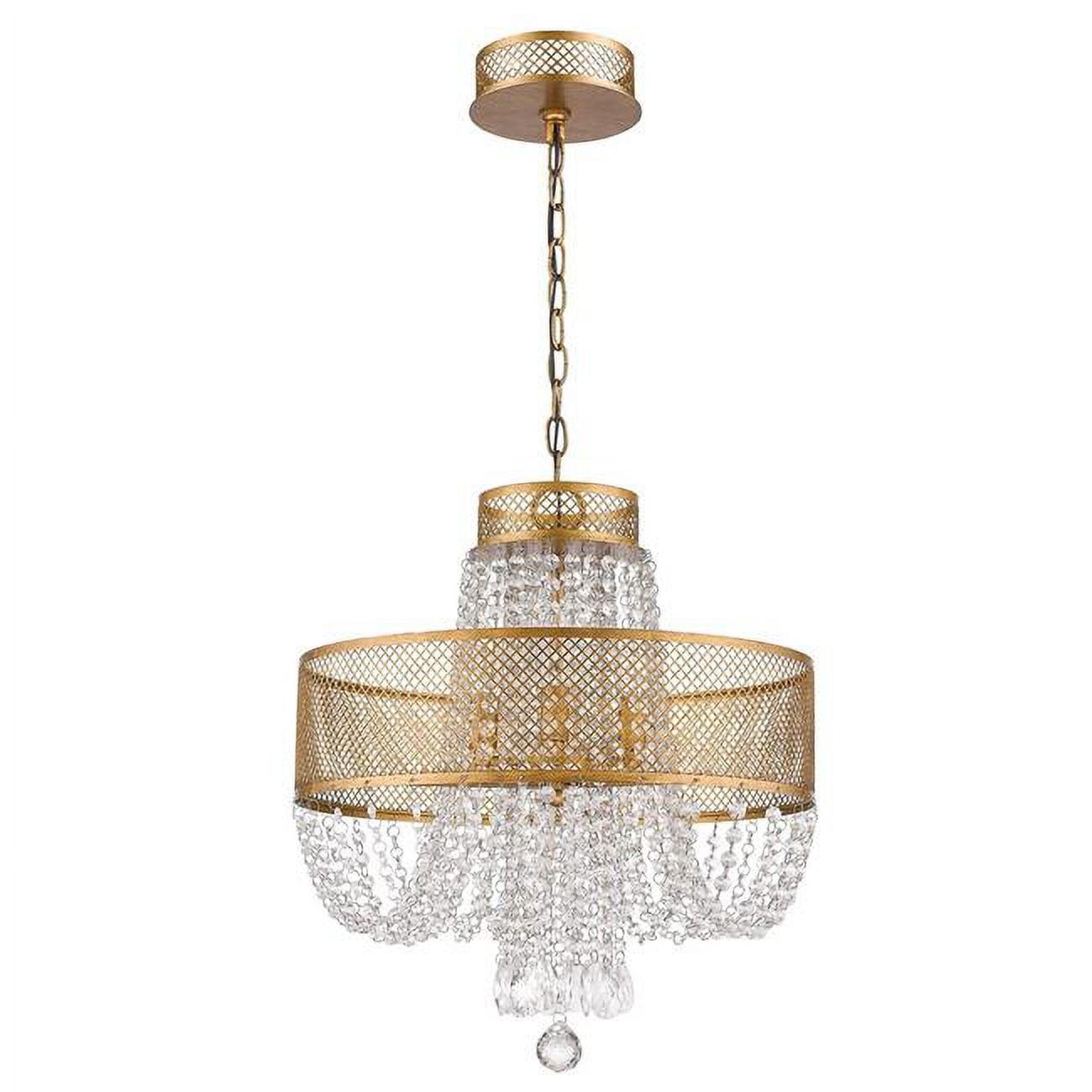 Viola 4-Light Antique Gold Crystal Chandelier