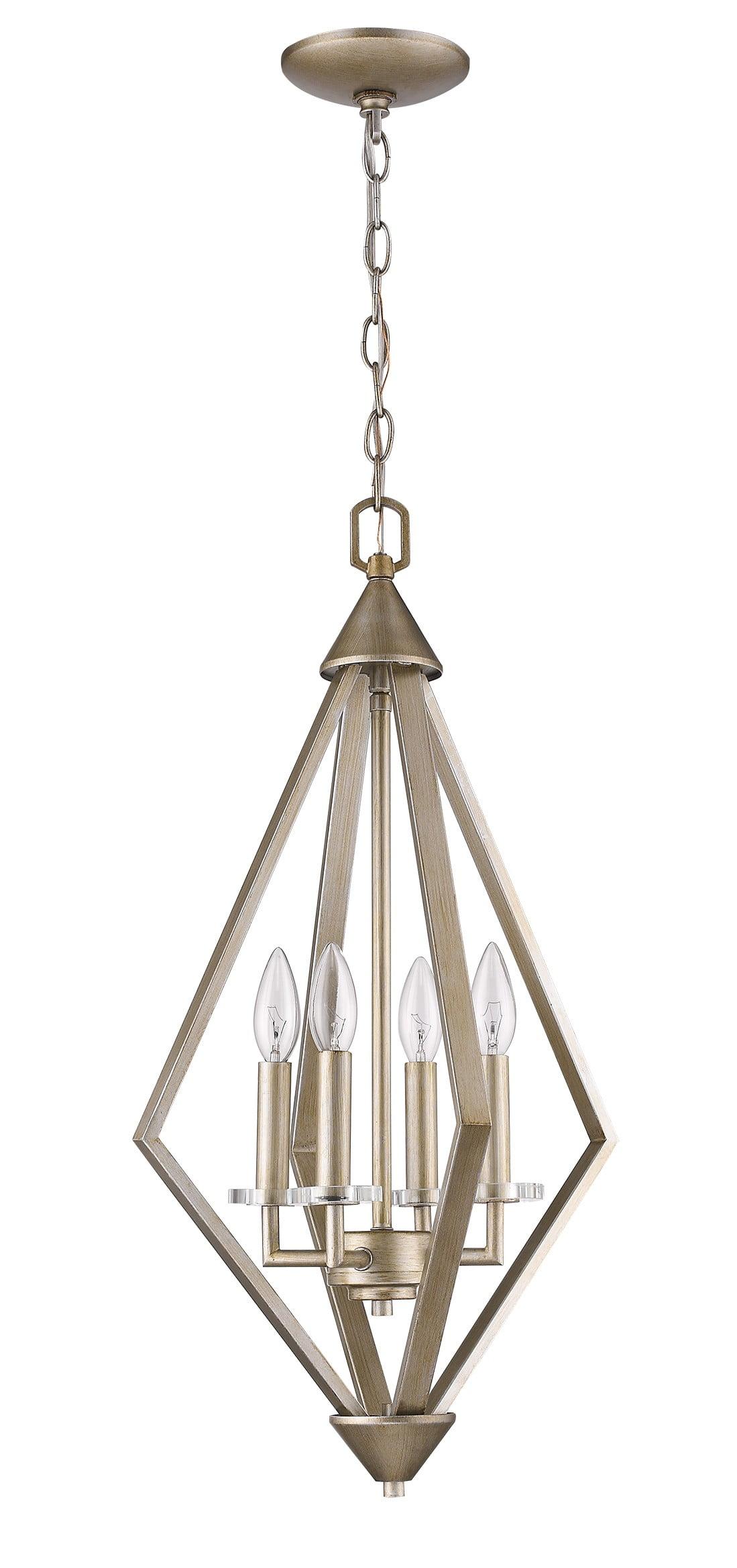 Easton 4-Light Washed Gold Pendant With Crystal Bobeches