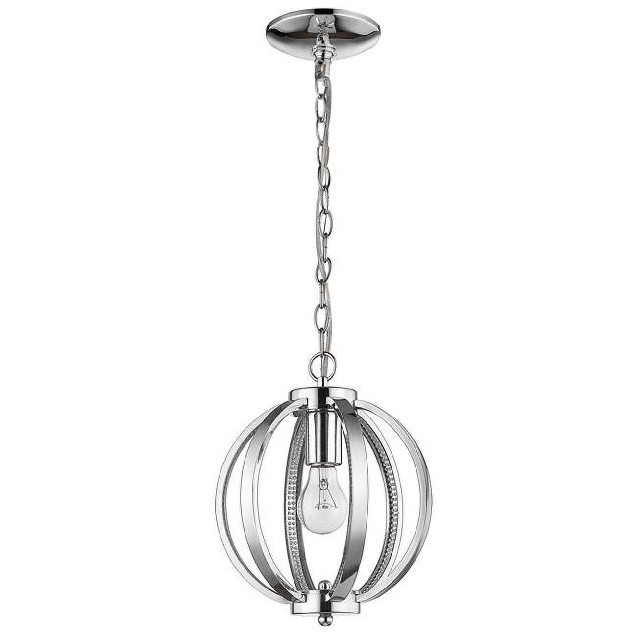 Nevaeh 9'' Chrome Globe Pendant with Crystal Accents