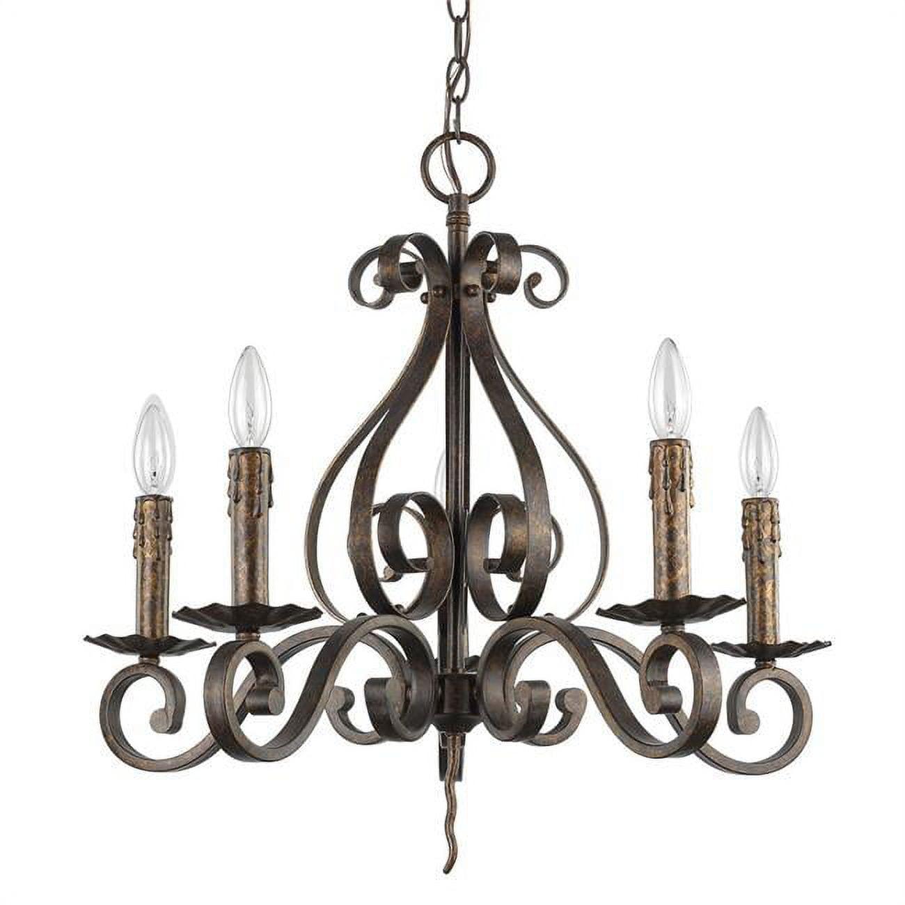 Lydia 5-Light Chandelier in Russet with Traditional Melted Wax Tapers
