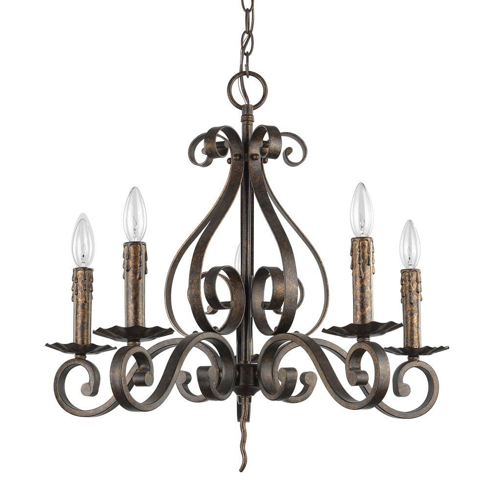 Lydia 5-Light Chandelier in Russet with Traditional Melted Wax Tapers