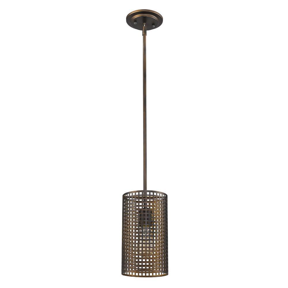 Loft Industrial Bronze Mesh Shade Hanging Pendant Light