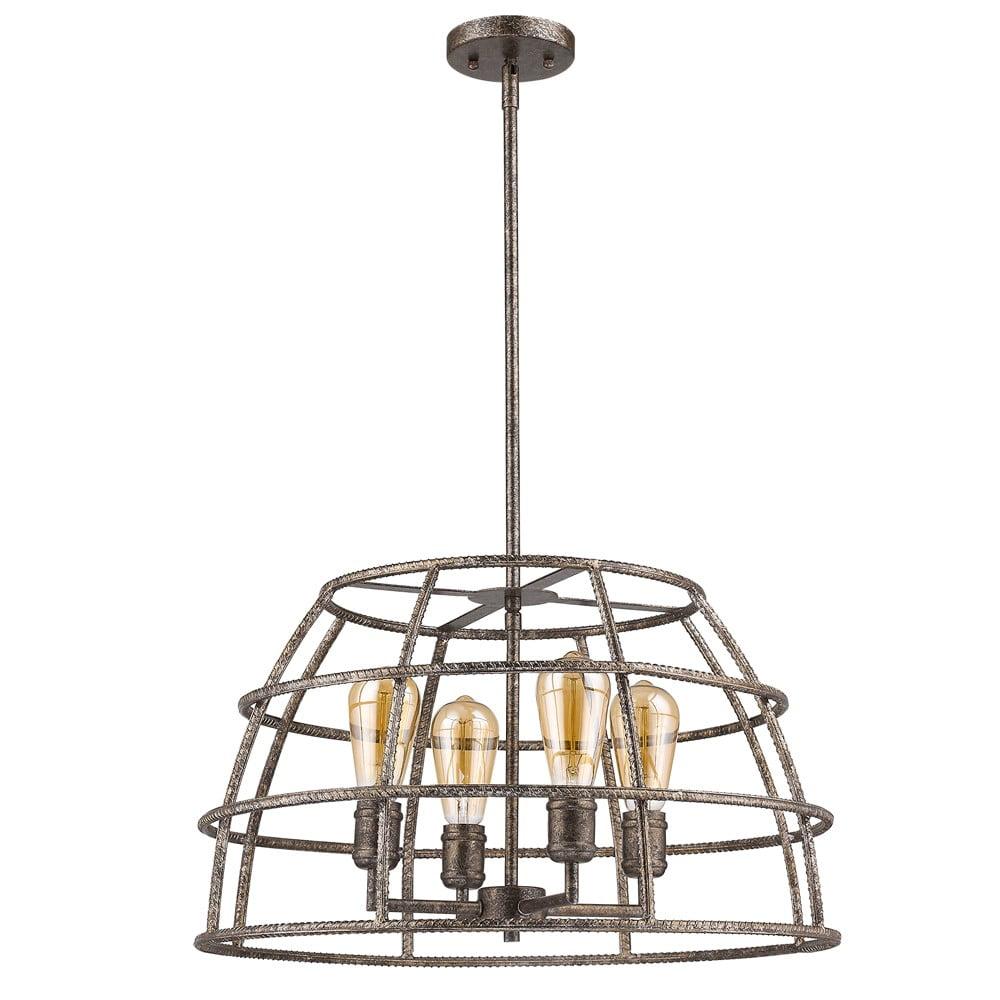 Rebarre Antique Silver Industrial Drum Pendant Light