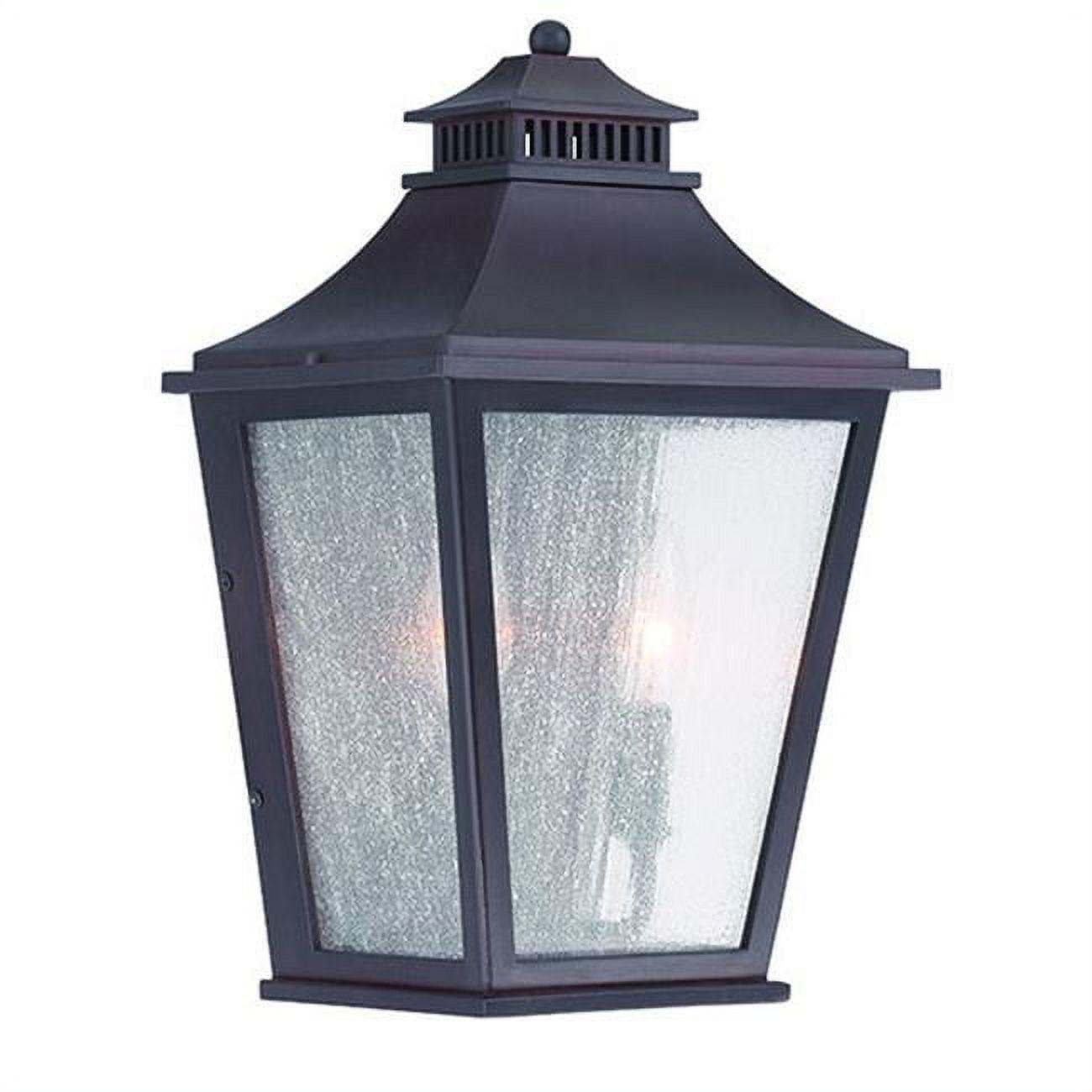 Bronze 14.5" Outdoor Flush Mount Lantern with Frosted Glass